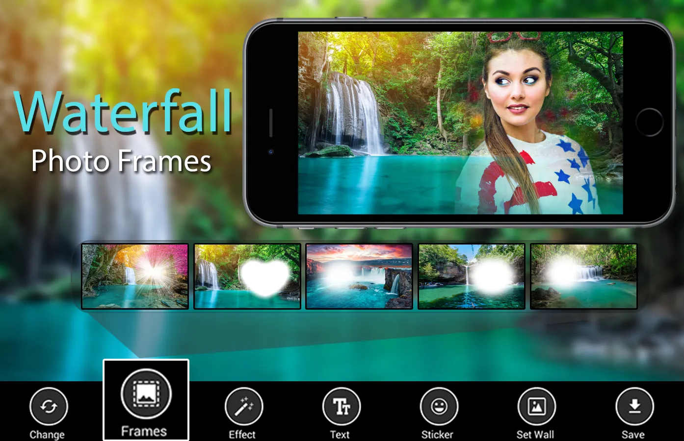 Waterfall Photo Frames - dp pi | Indus Appstore | Screenshot