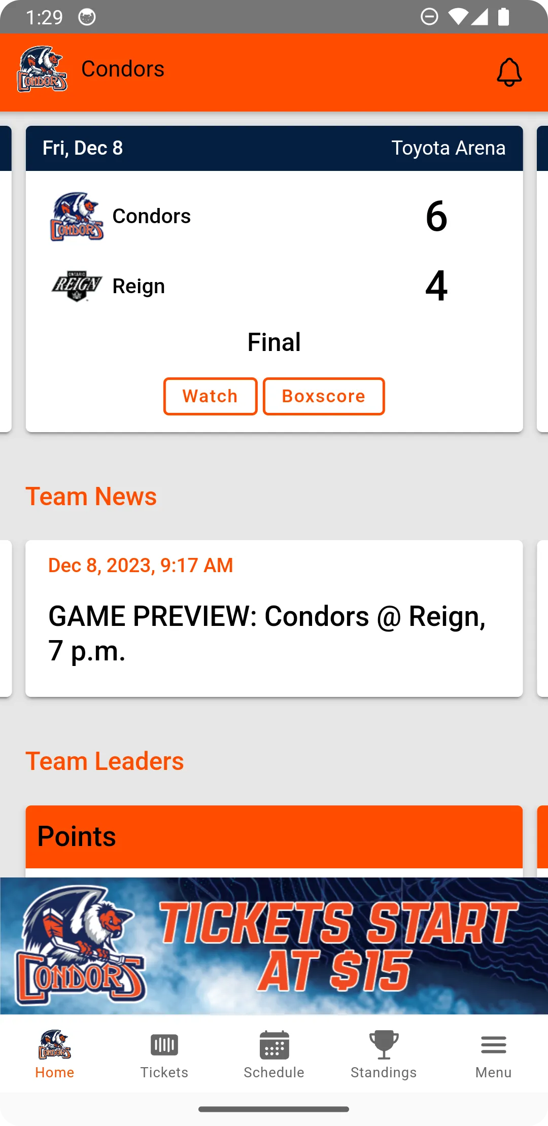 Bakersfield Condors | Indus Appstore | Screenshot