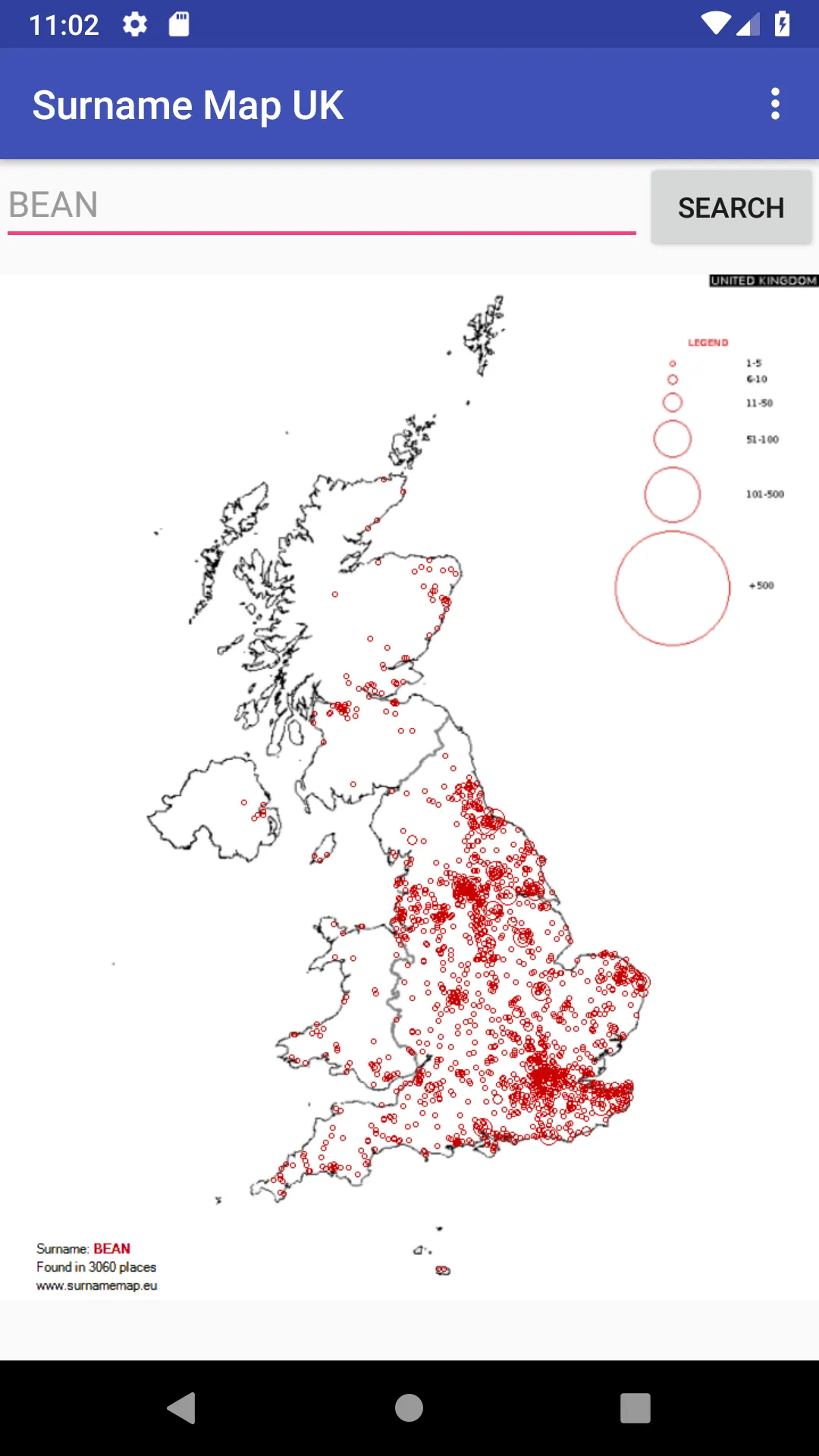 Surname Map UK | Indus Appstore | Screenshot