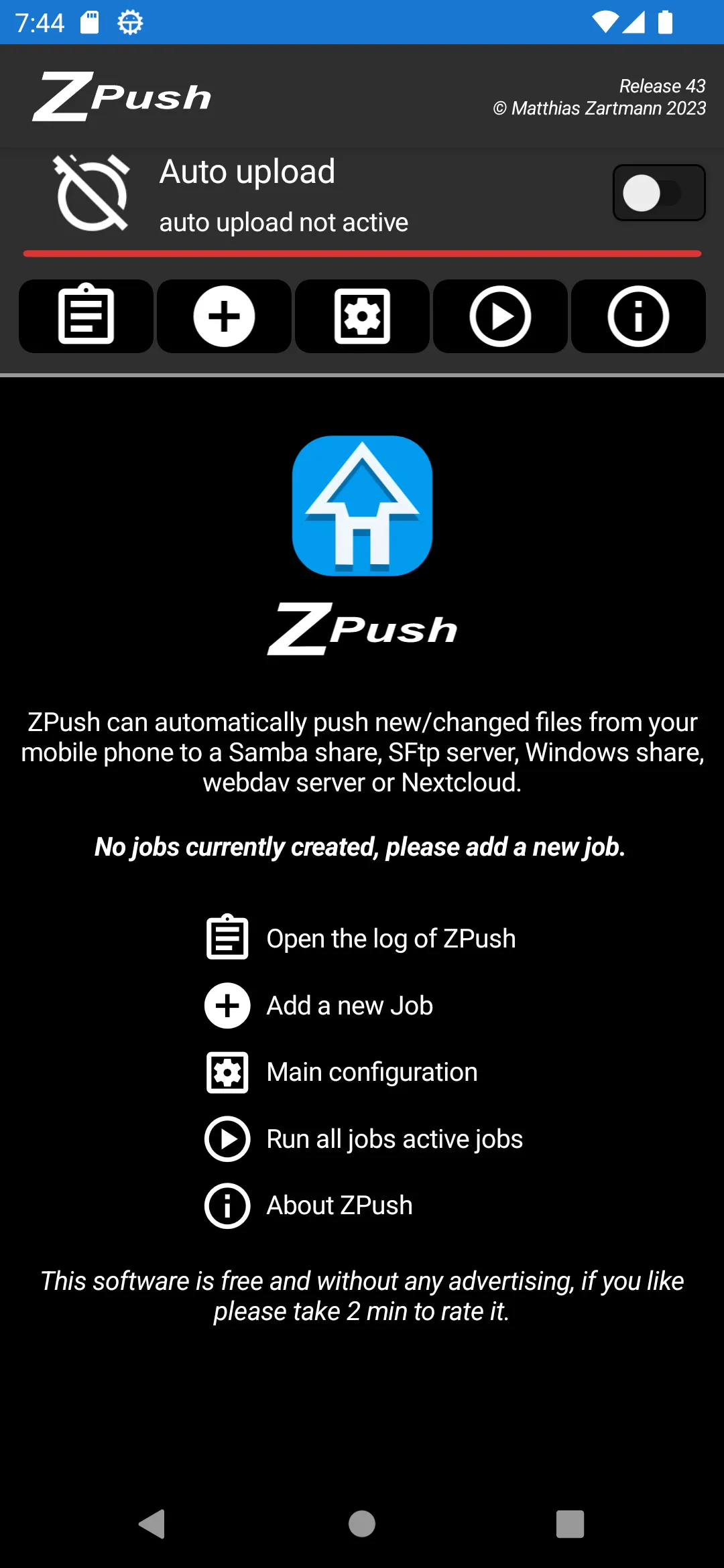 ZPush( SFtp,Smb,NextCloud,..) | Indus Appstore | Screenshot