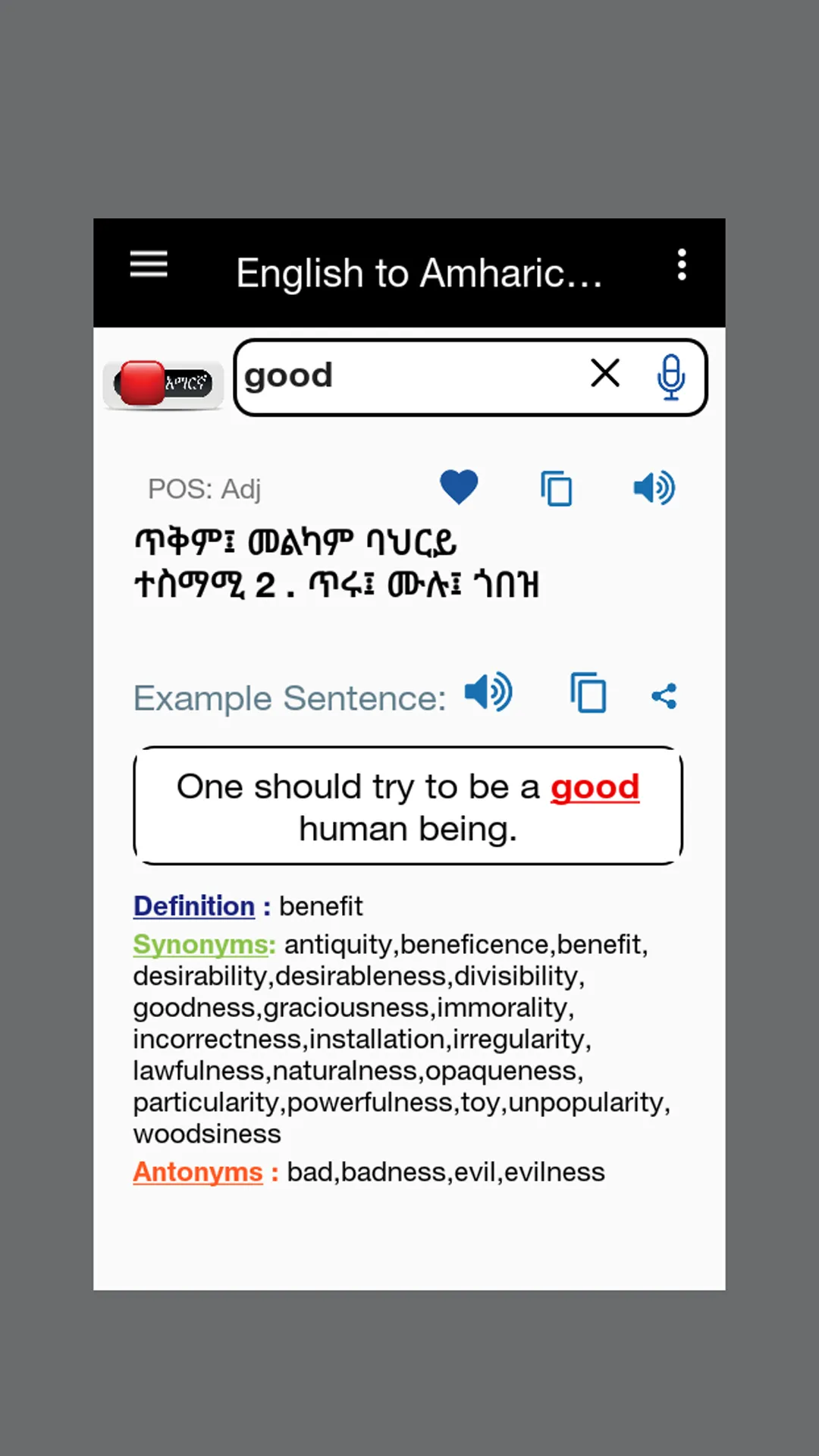 English Amharic Dictionary | Indus Appstore | Screenshot