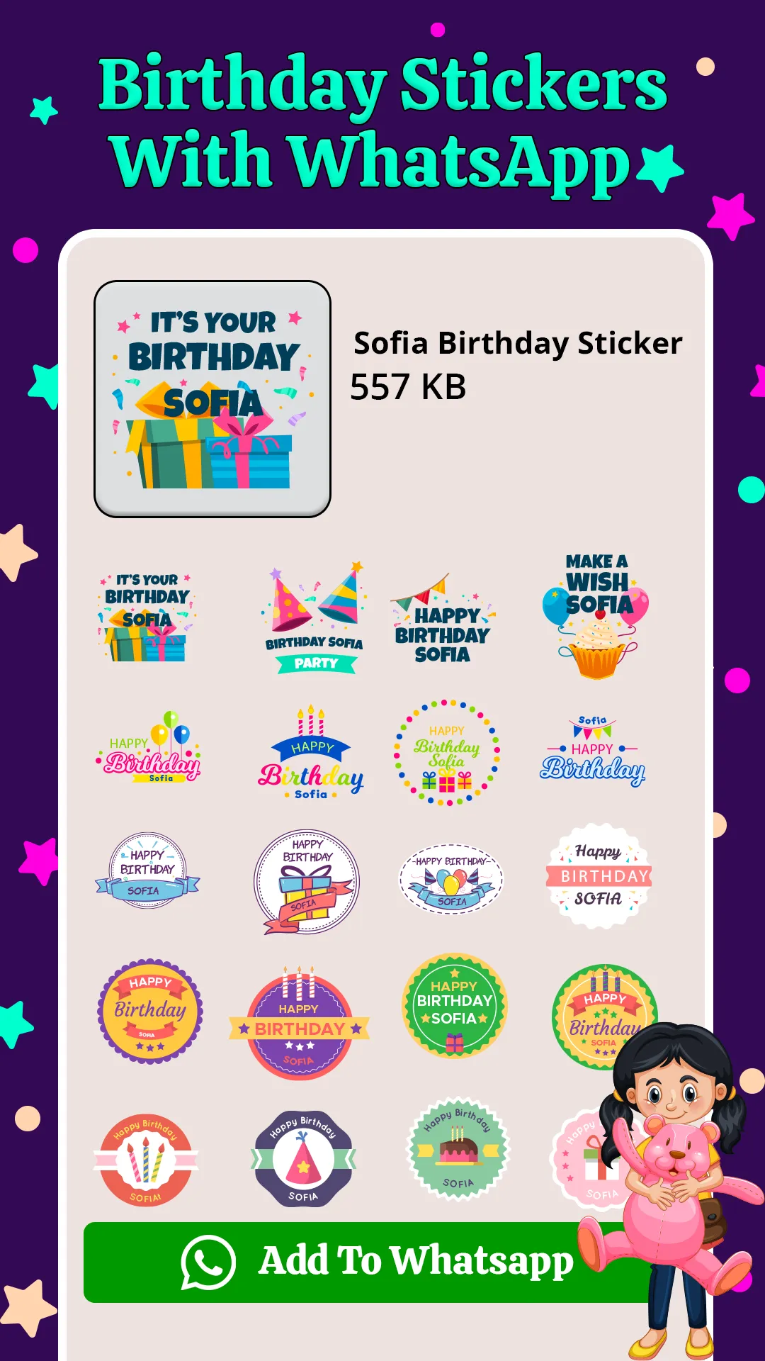 Birthday Stickers With Name | Indus Appstore | Screenshot