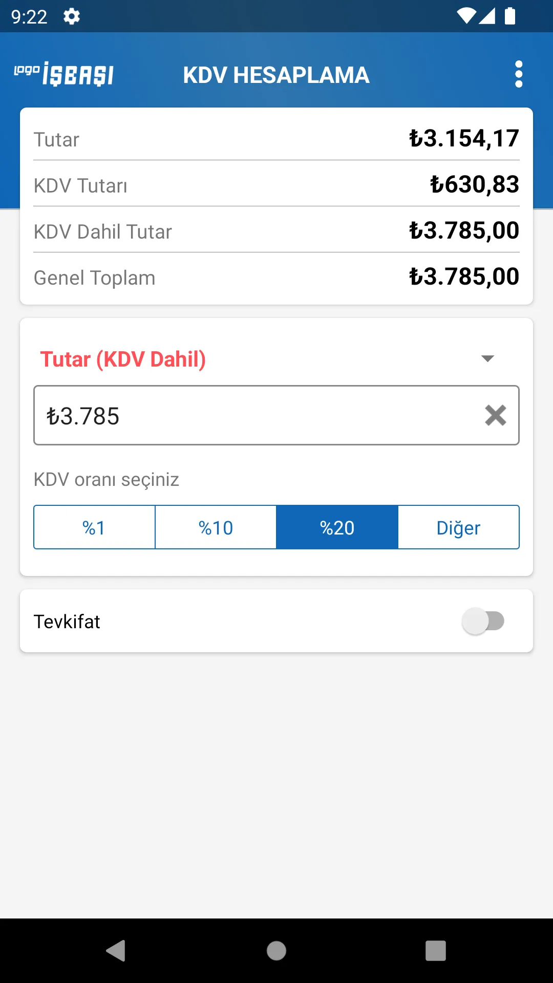 KDV Hesaplama Pro | Indus Appstore | Screenshot