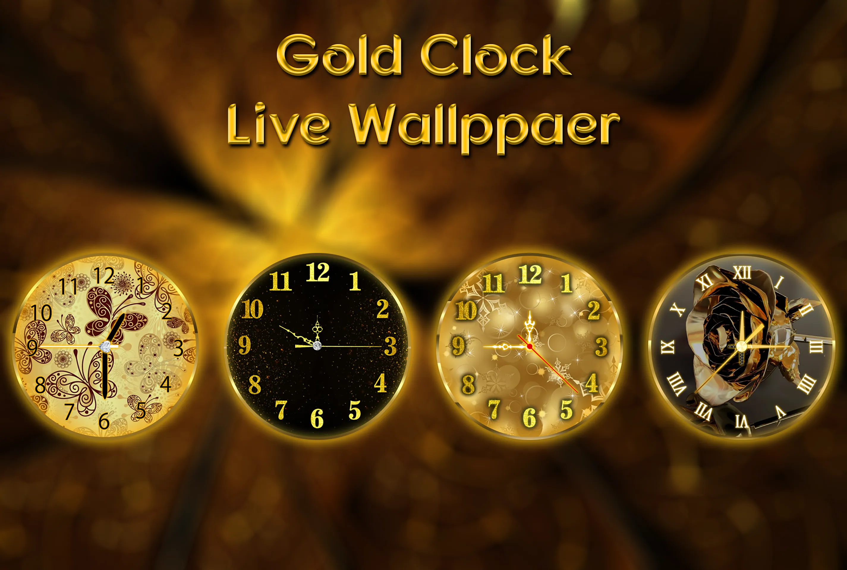 Analog Gold Clock Wallpaper | Indus Appstore | Screenshot