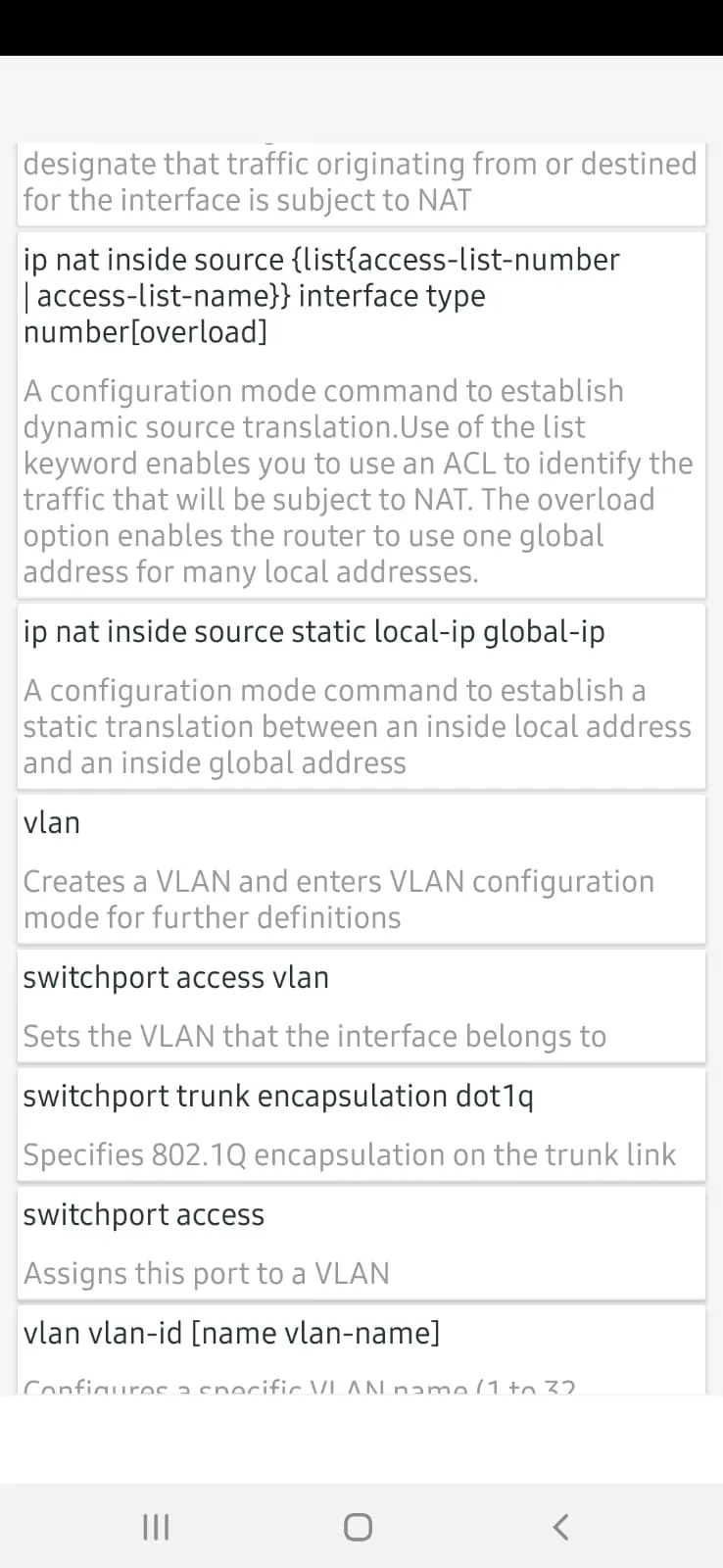 Cisco Commands List | Indus Appstore | Screenshot