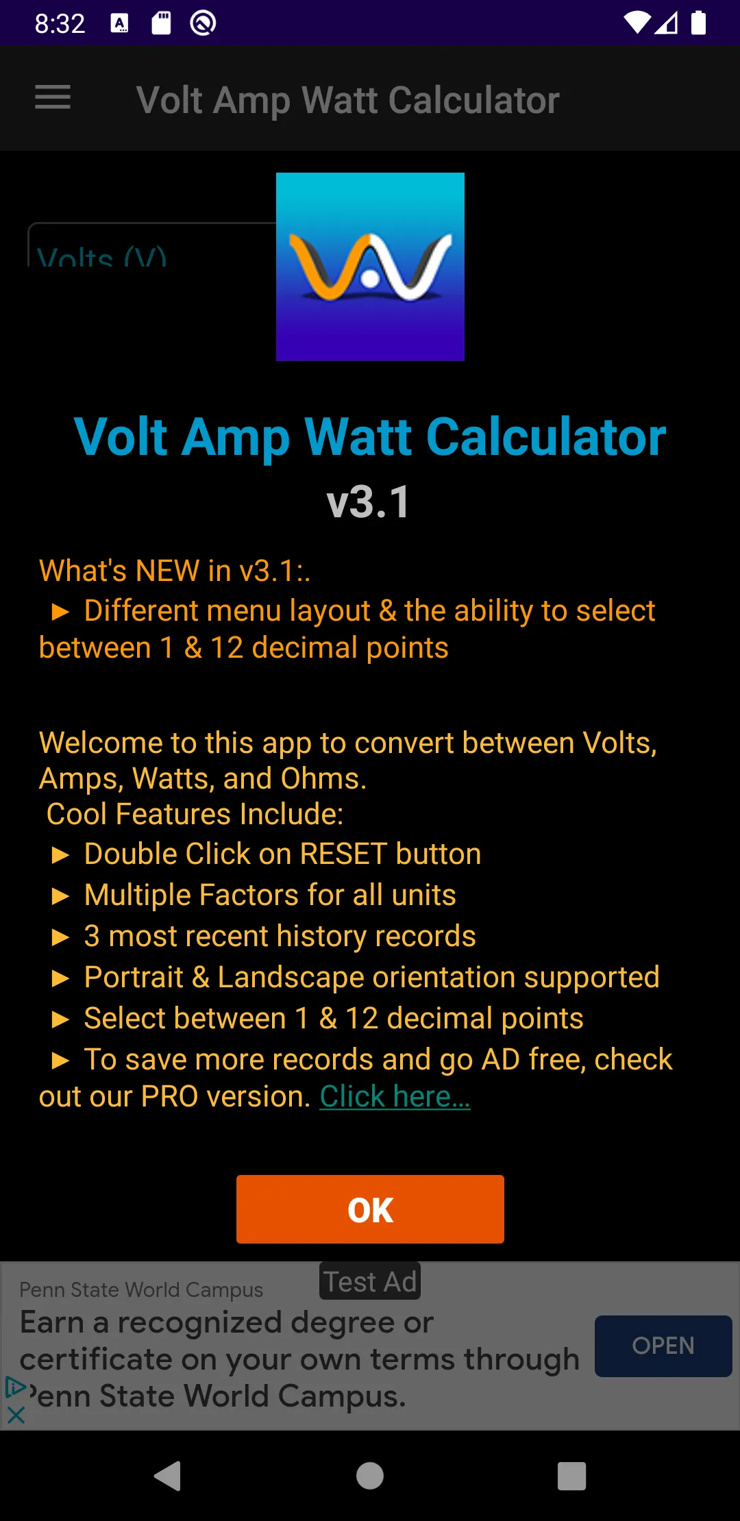 Volt Amp Watt Calculator | Indus Appstore | Screenshot