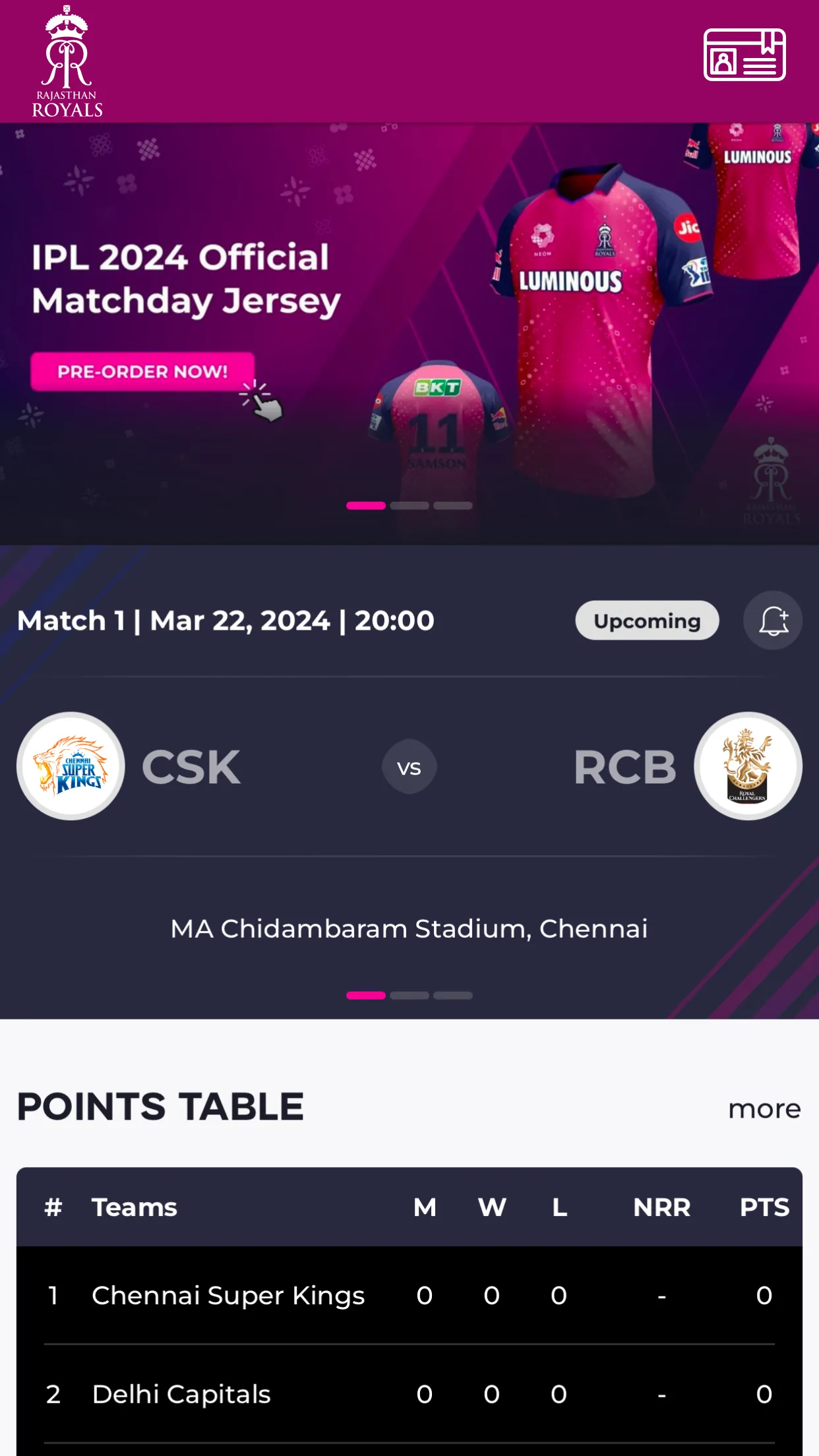 Rajasthan Royals Official App | Indus Appstore | Screenshot