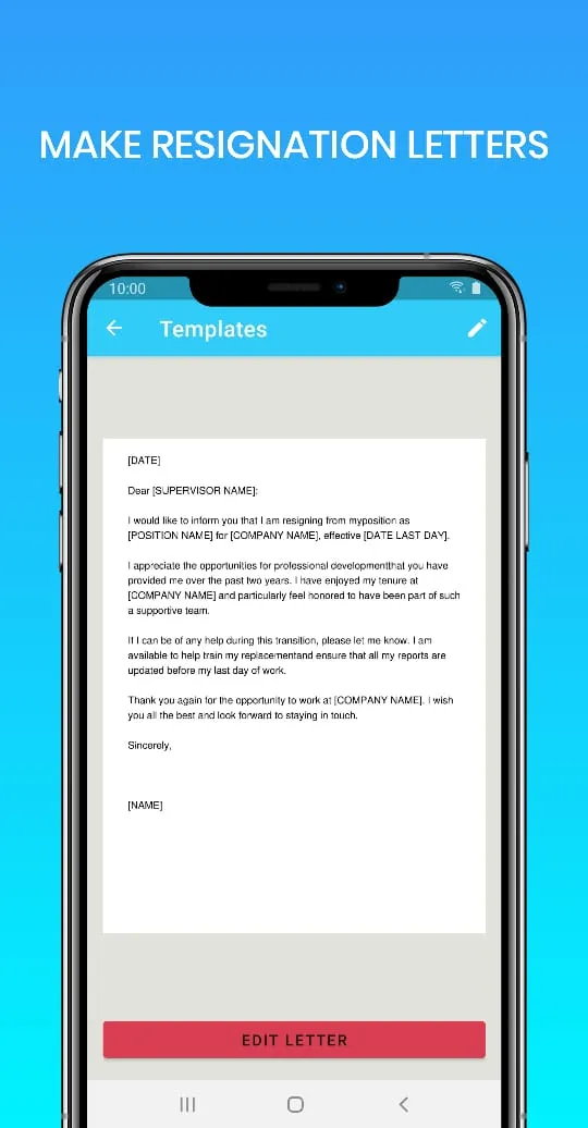 Resignation letter maker | Indus Appstore | Screenshot