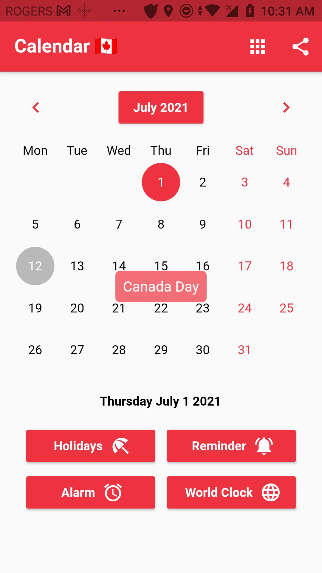 Canadian Calendar 2024 | Indus Appstore | Screenshot