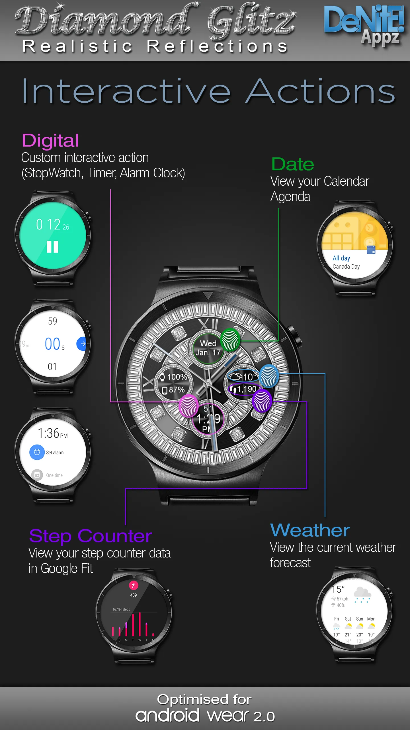 Diamond Glitz HD Watch Face | Indus Appstore | Screenshot