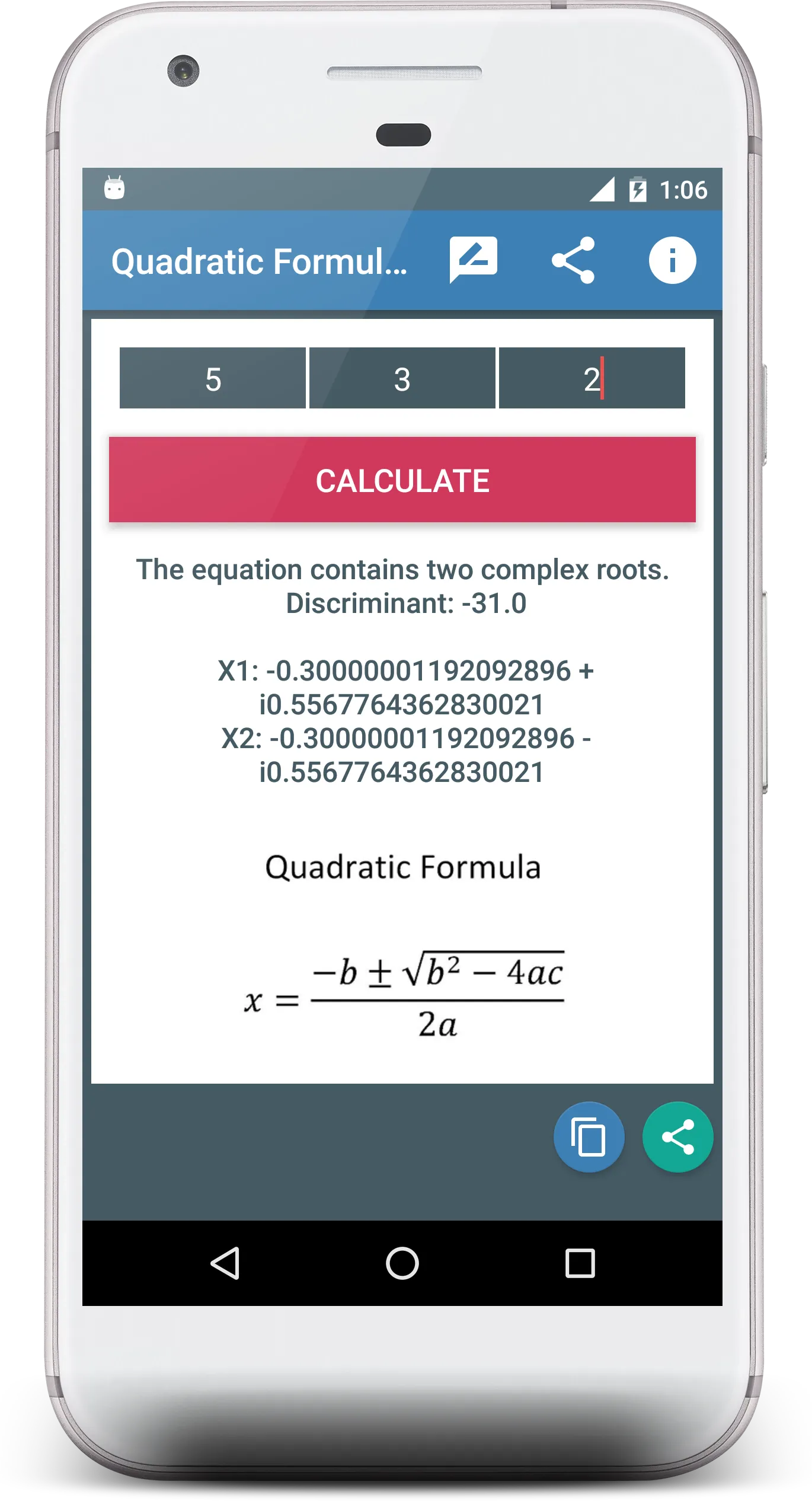 Quadratic Formula Calculator | Indus Appstore | Screenshot