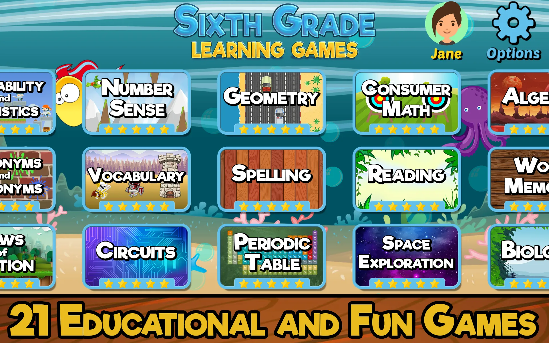 Sixth Grade Learning Games | Indus Appstore | Screenshot