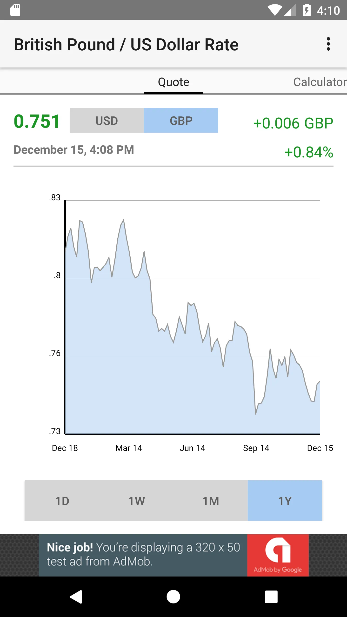 US Dollar / British Pound Rate | Indus Appstore | Screenshot