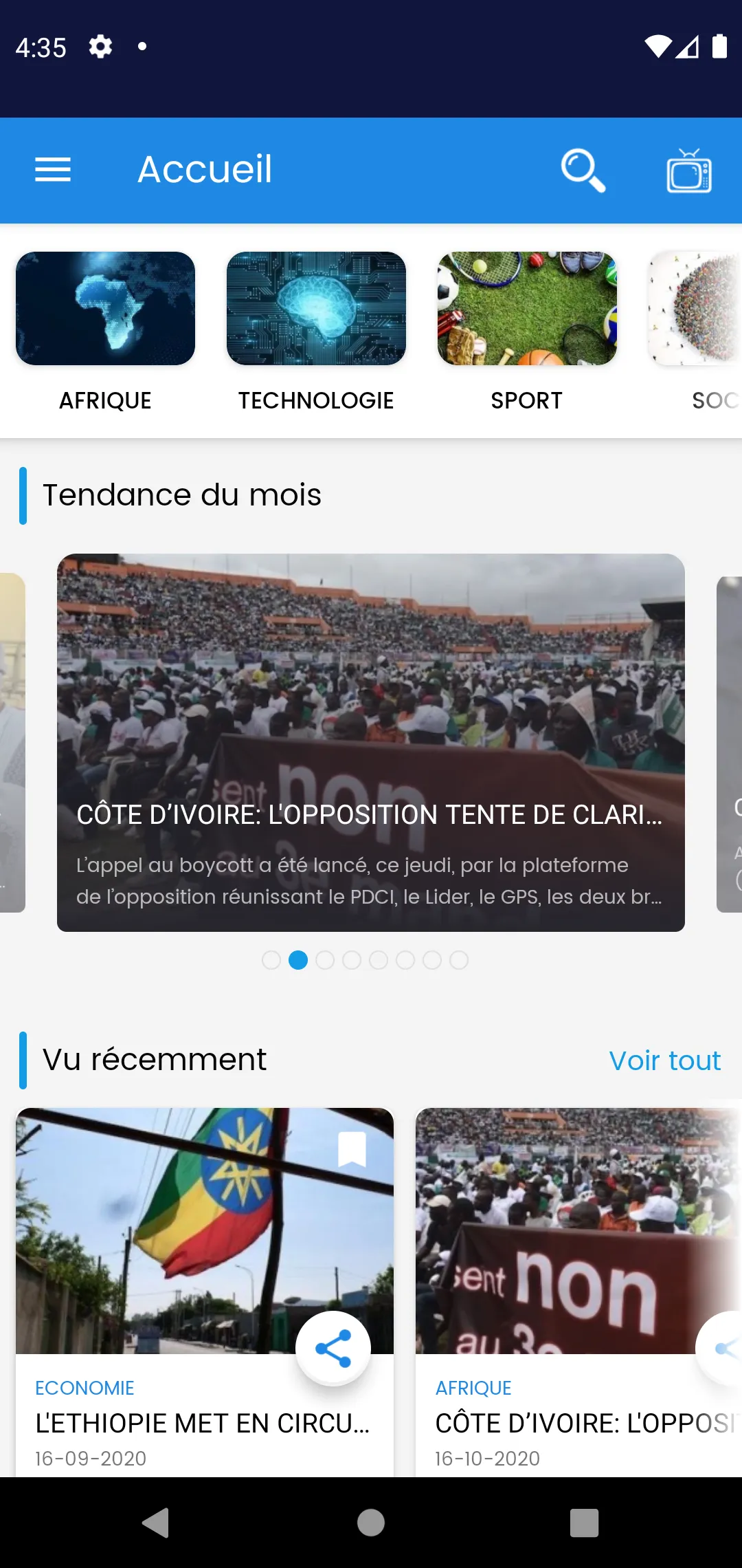 AFRIQUE MEDIA TV | Indus Appstore | Screenshot