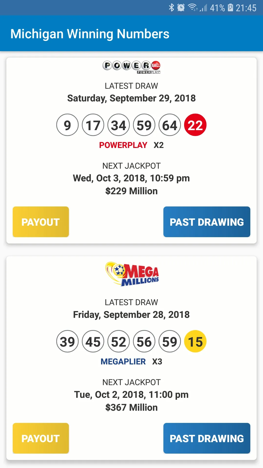 Michigan Lottery Results | Indus Appstore | Screenshot