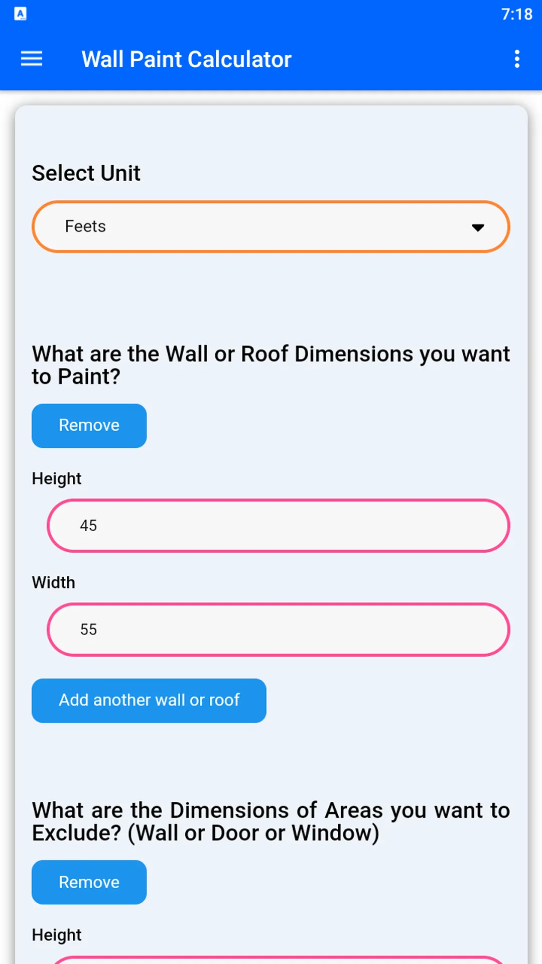 Wall Paint Calculator | Indus Appstore | Screenshot