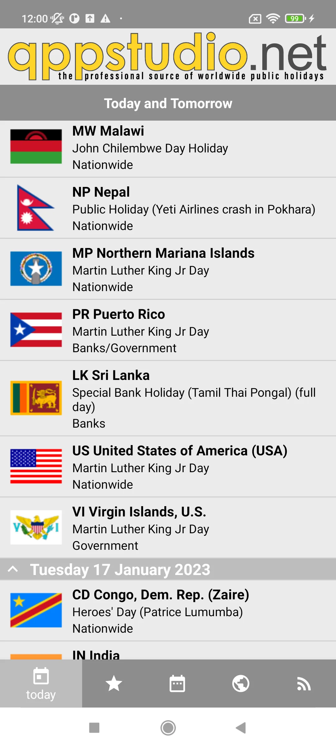 Worldwide Public Holidays | Indus Appstore | Screenshot