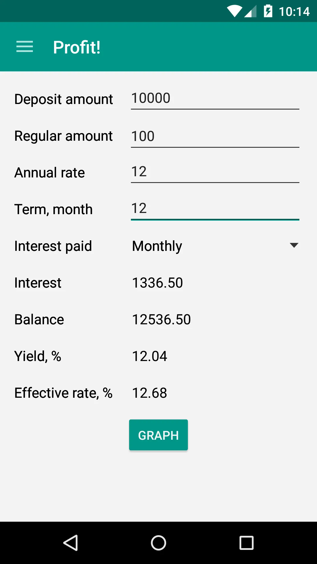 Profit! - Deposit Calculator | Indus Appstore | Screenshot