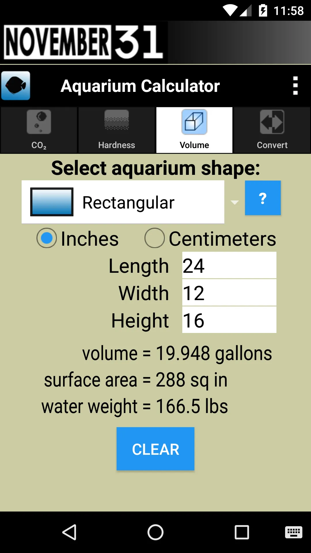 Aquarium Calculator | Indus Appstore | Screenshot