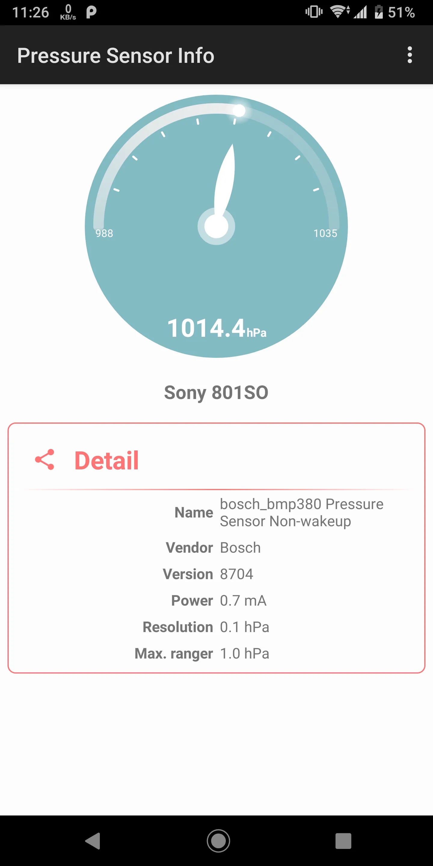 Pressure Sensor Info | Indus Appstore | Screenshot