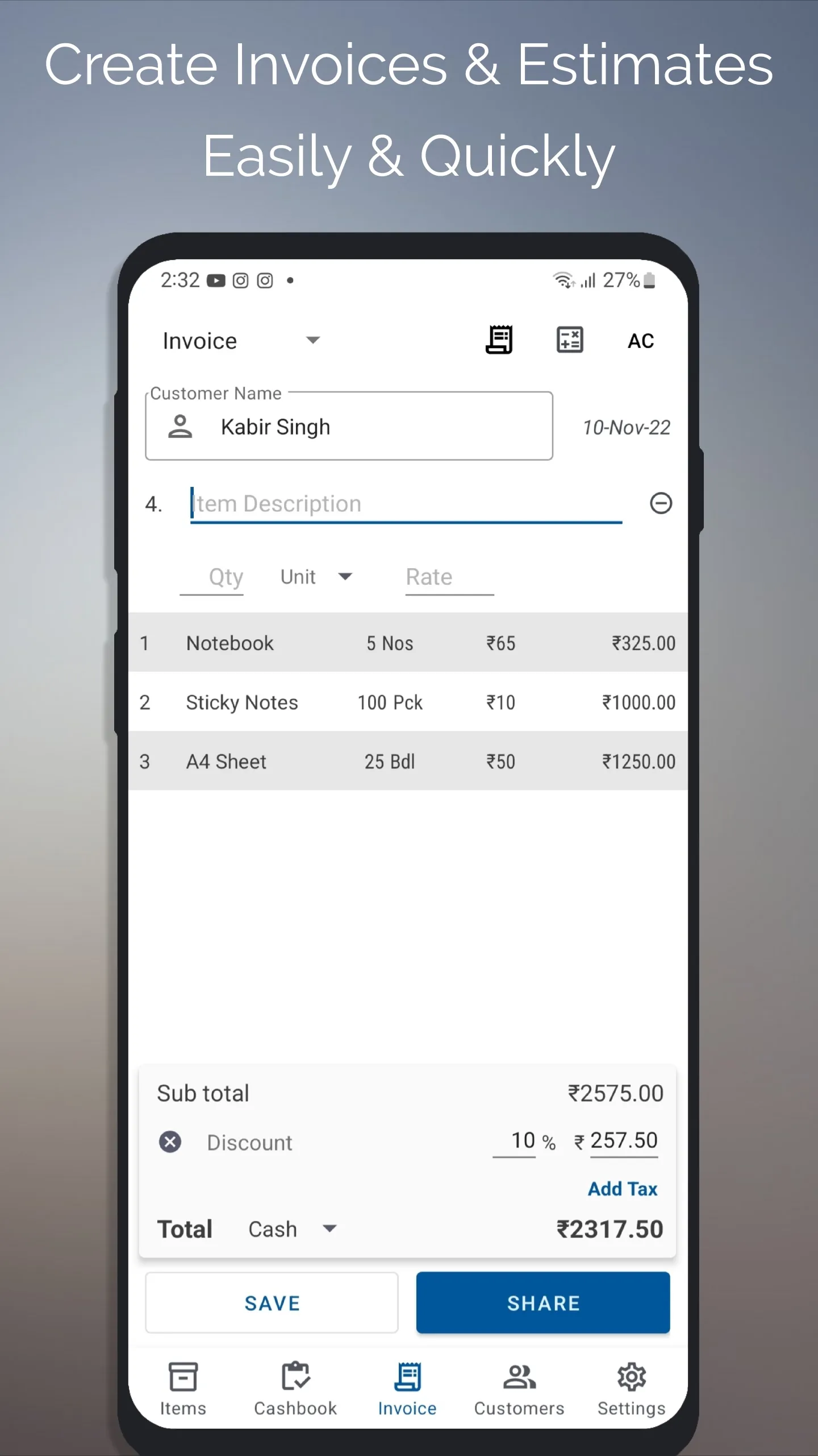 Billculator Easy Invoice Maker | Indus Appstore | Screenshot