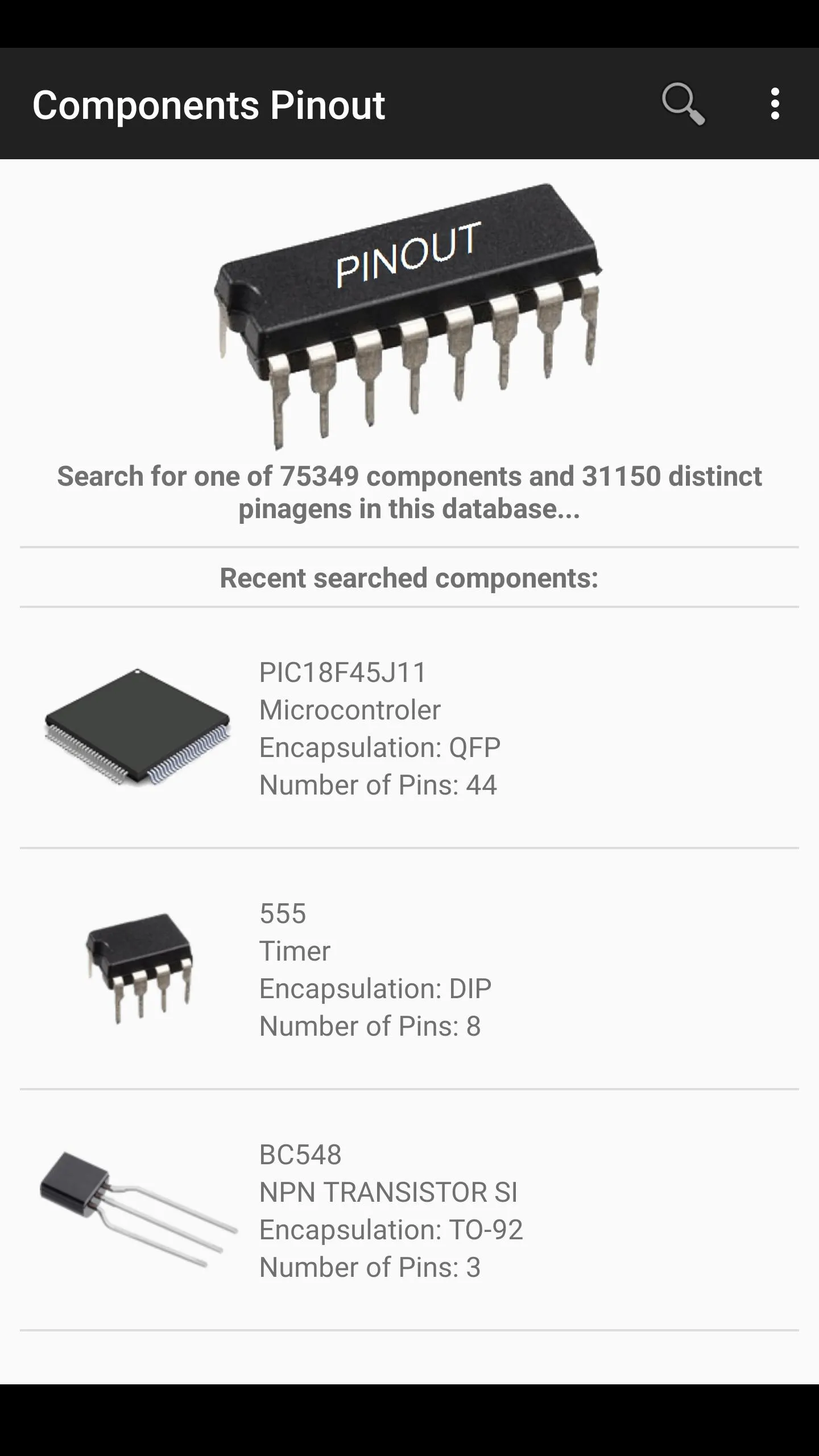 Electronic Component Pinouts | Indus Appstore | Screenshot