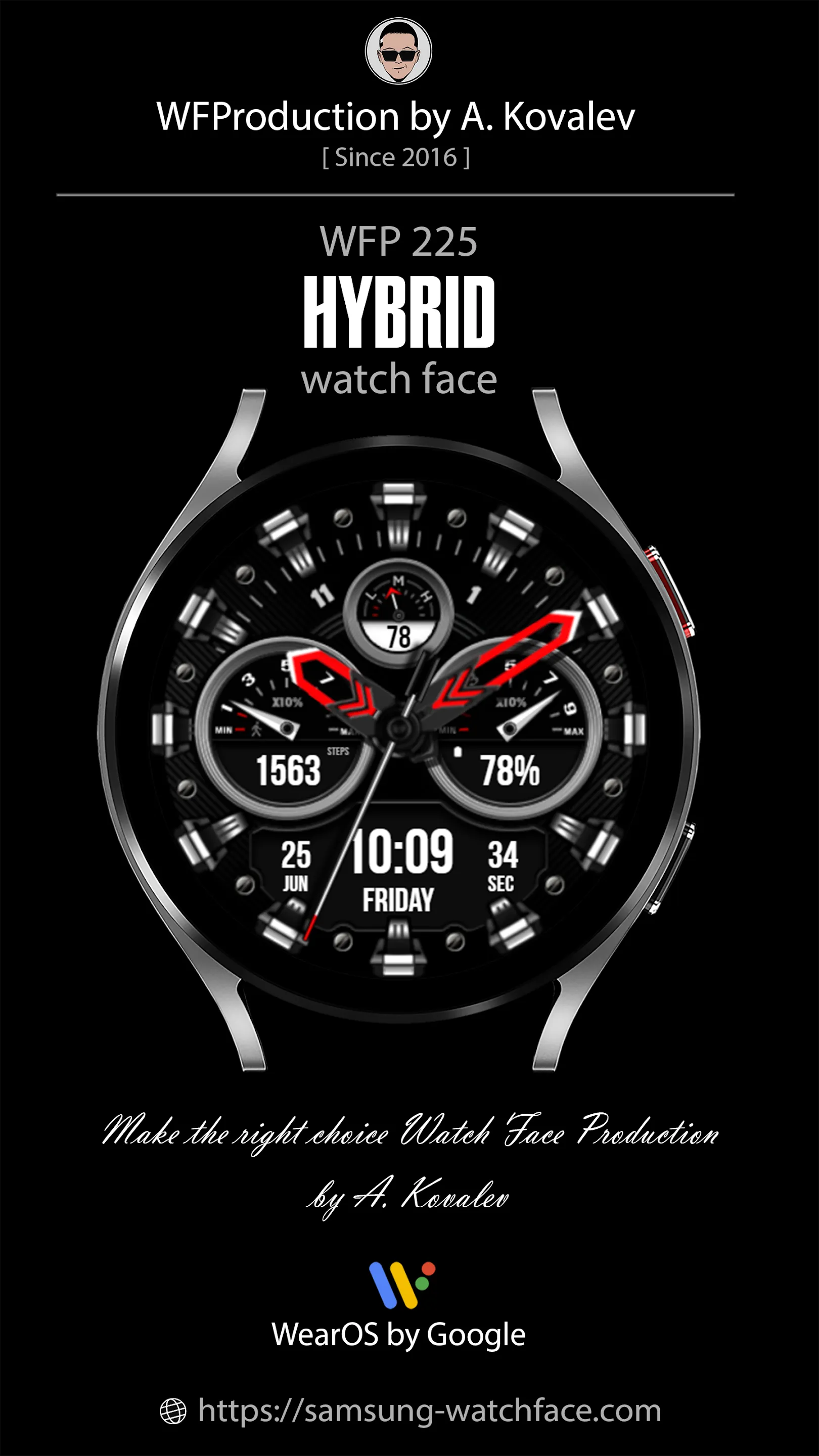 WFP 225 Hybrid watch face | Indus Appstore | Screenshot