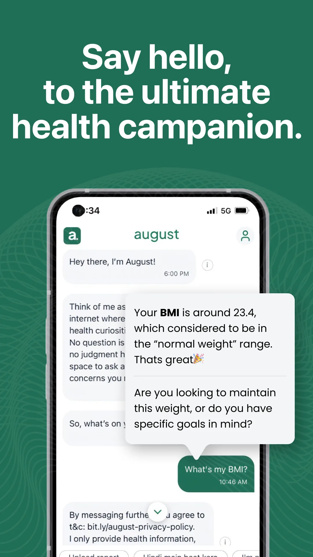 August, Your 24/7 Health AI | Indus Appstore | Screenshot