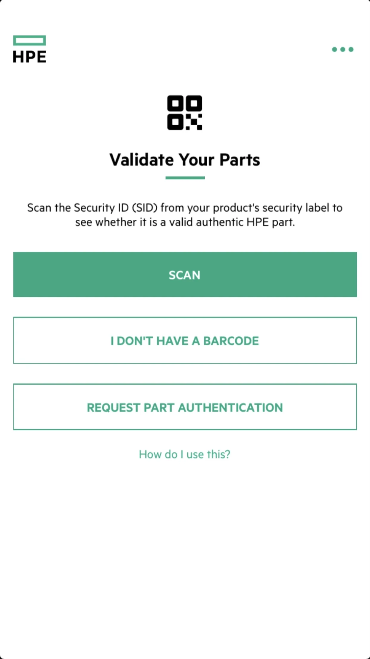 HPE Parts Validation | Indus Appstore | Screenshot