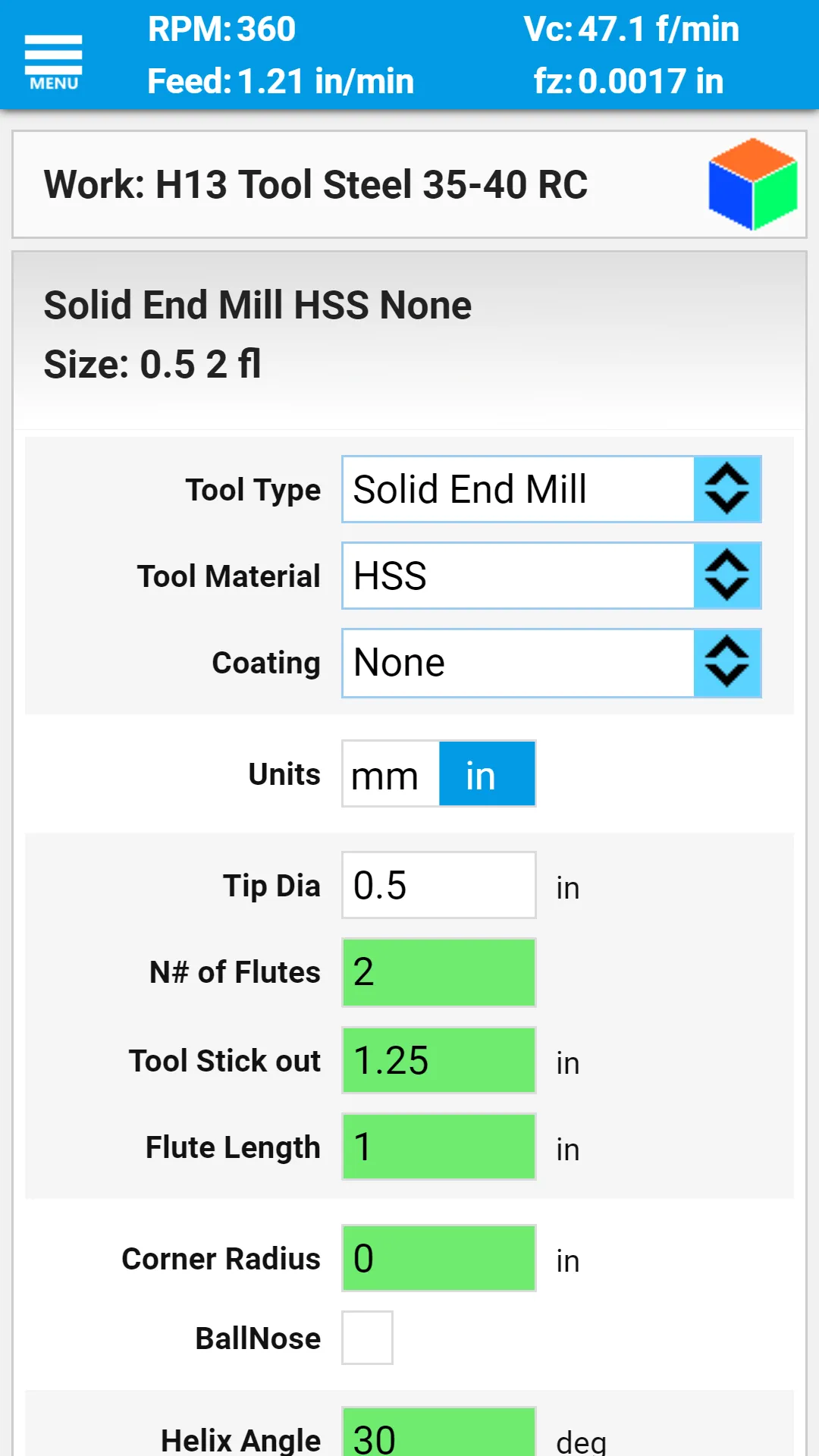 FSWizard Machinist Calculator | Indus Appstore | Screenshot