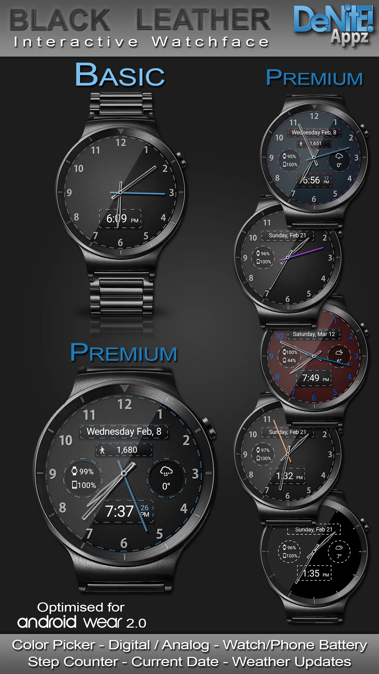 Black Leather HD Watch Face | Indus Appstore | Screenshot