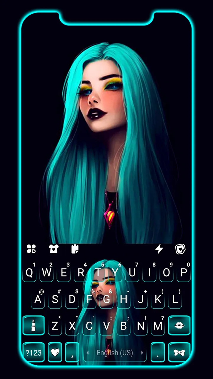 Gothic Neon Girl Keyboard Back | Indus Appstore | Screenshot