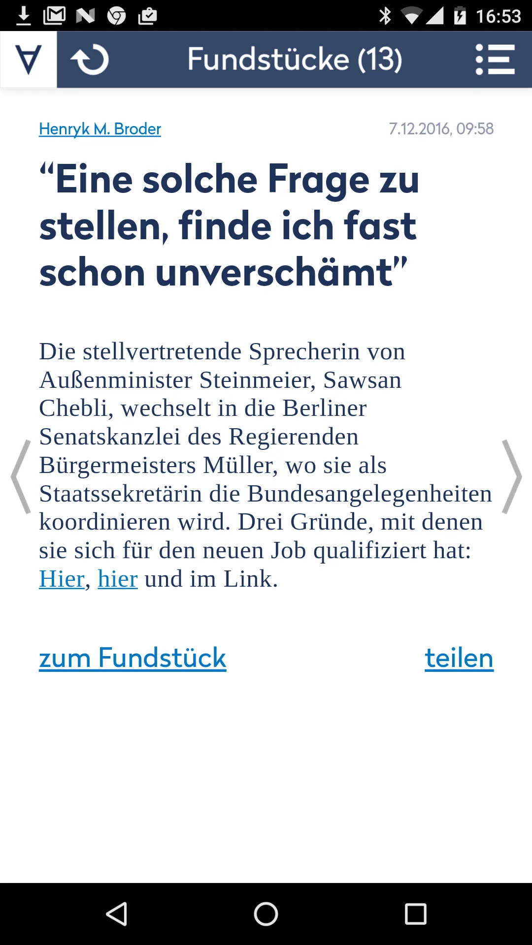 Achgut-Fundstücke | Indus Appstore | Screenshot