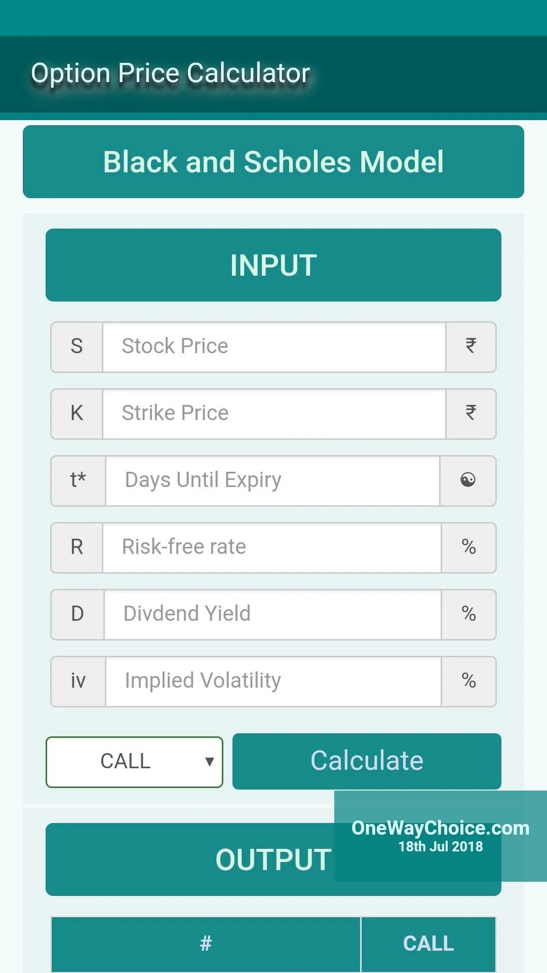 Option Calculator & Pricing | Indus Appstore | Screenshot