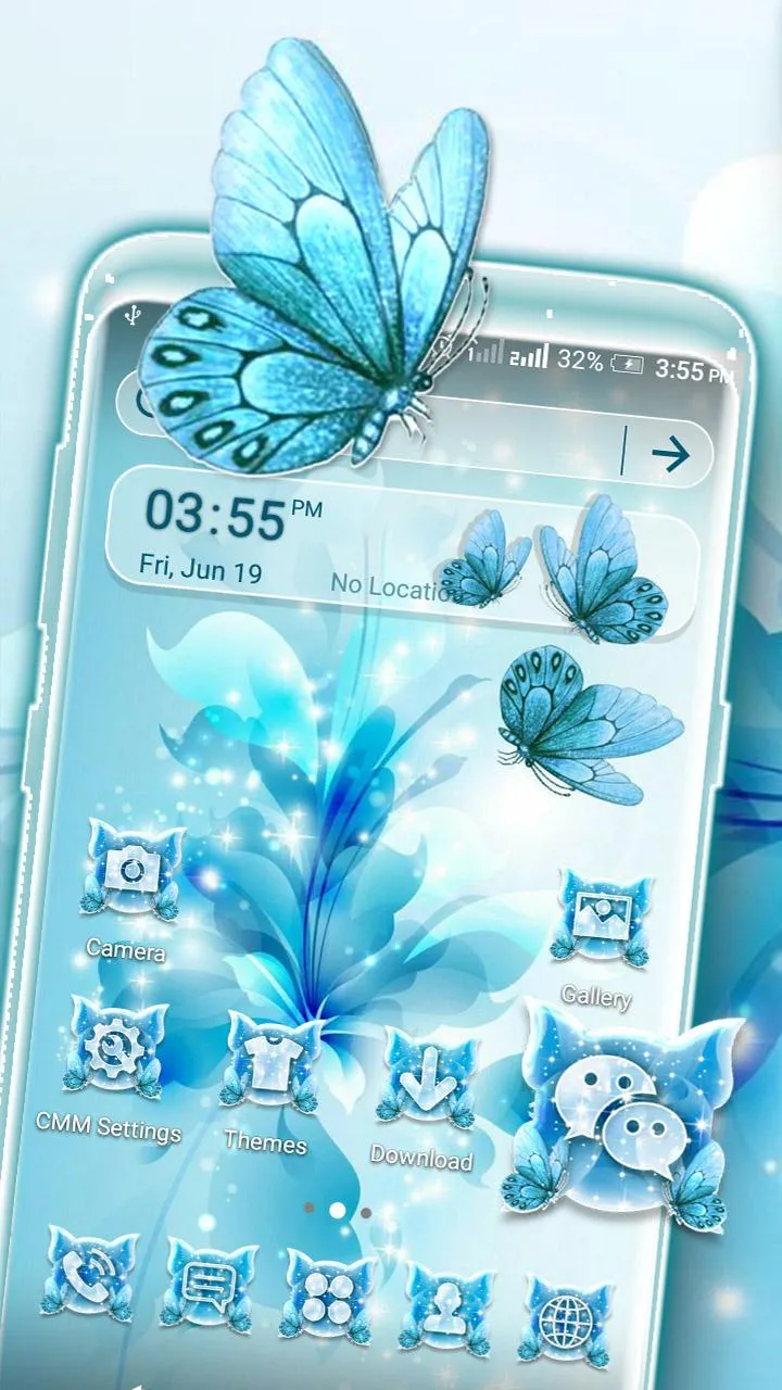 Flower Butterfly Glitter Theme | Indus Appstore | Screenshot