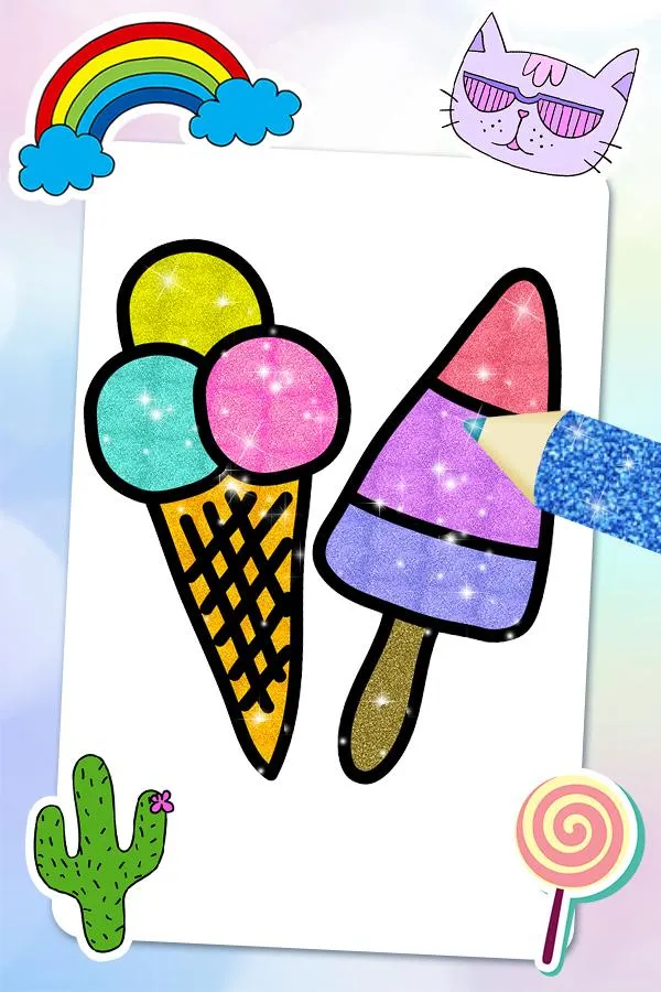 Glitter Ice Cream Coloring | Indus Appstore | Screenshot