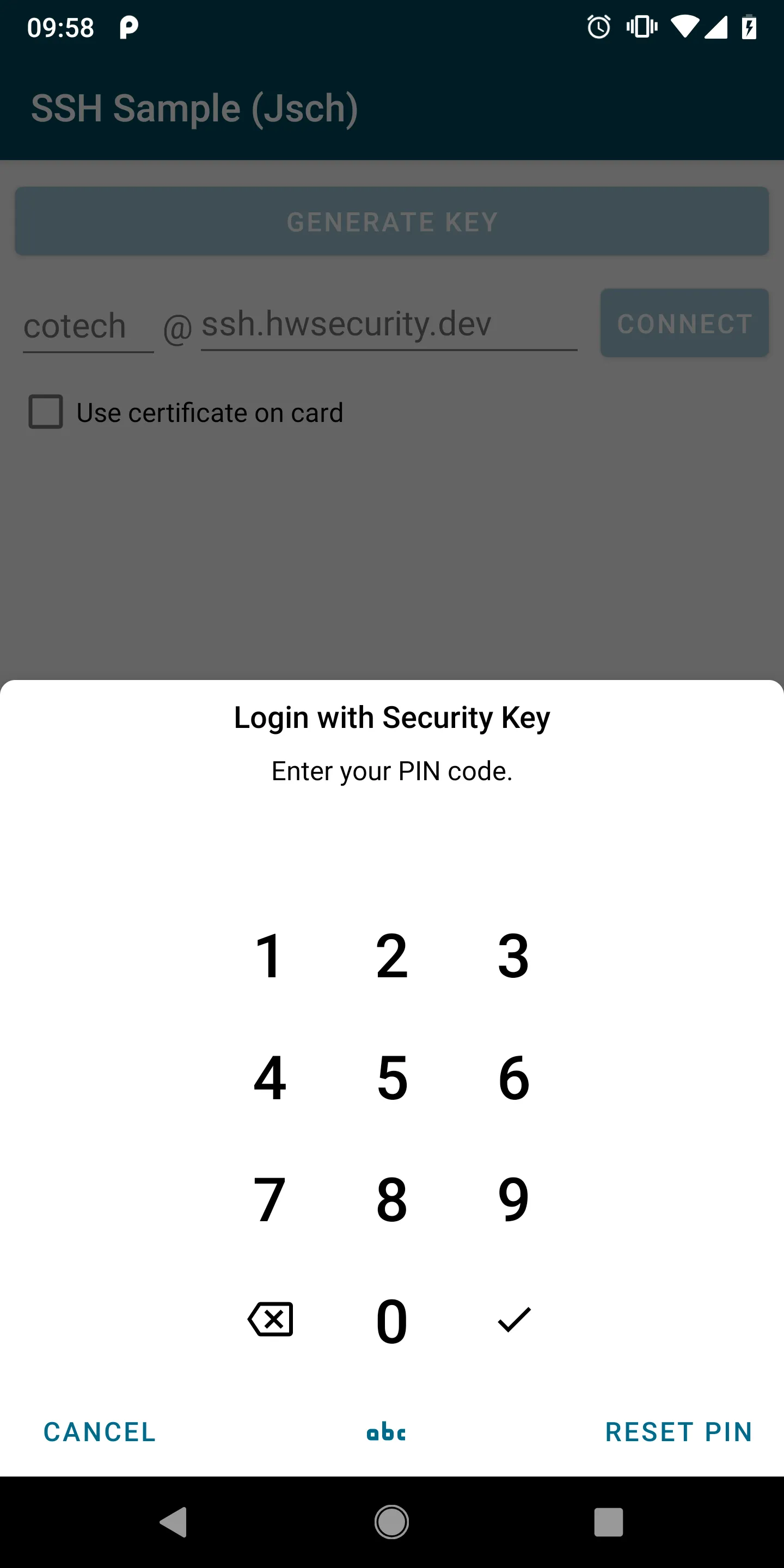 SSH Example for PGP & PIV Card | Indus Appstore | Screenshot