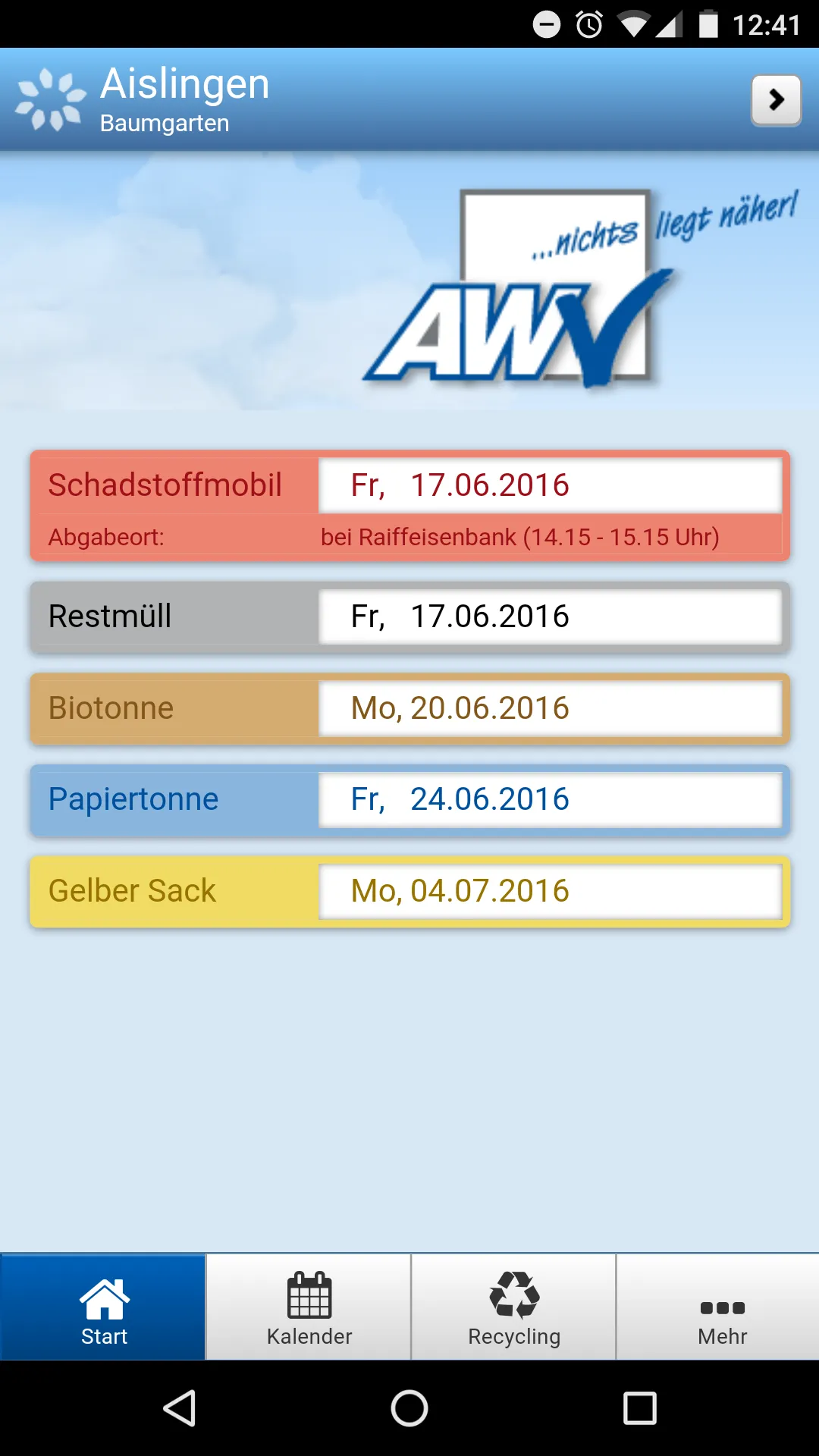 AWV-Nordschwaben Abfall-App | Indus Appstore | Screenshot