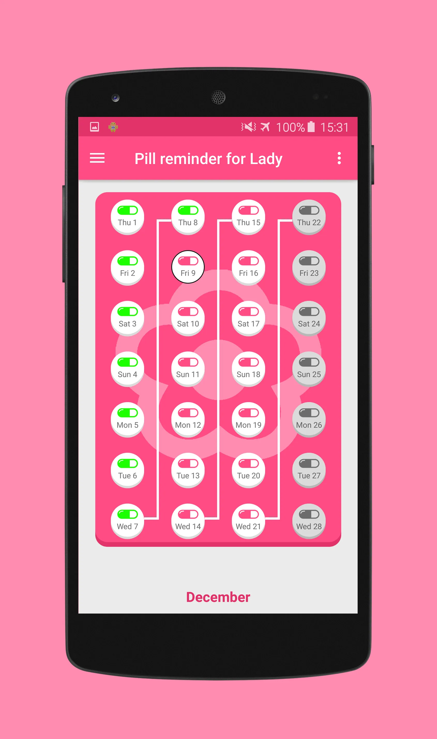 Contraceptive pill reminder | Indus Appstore | Screenshot