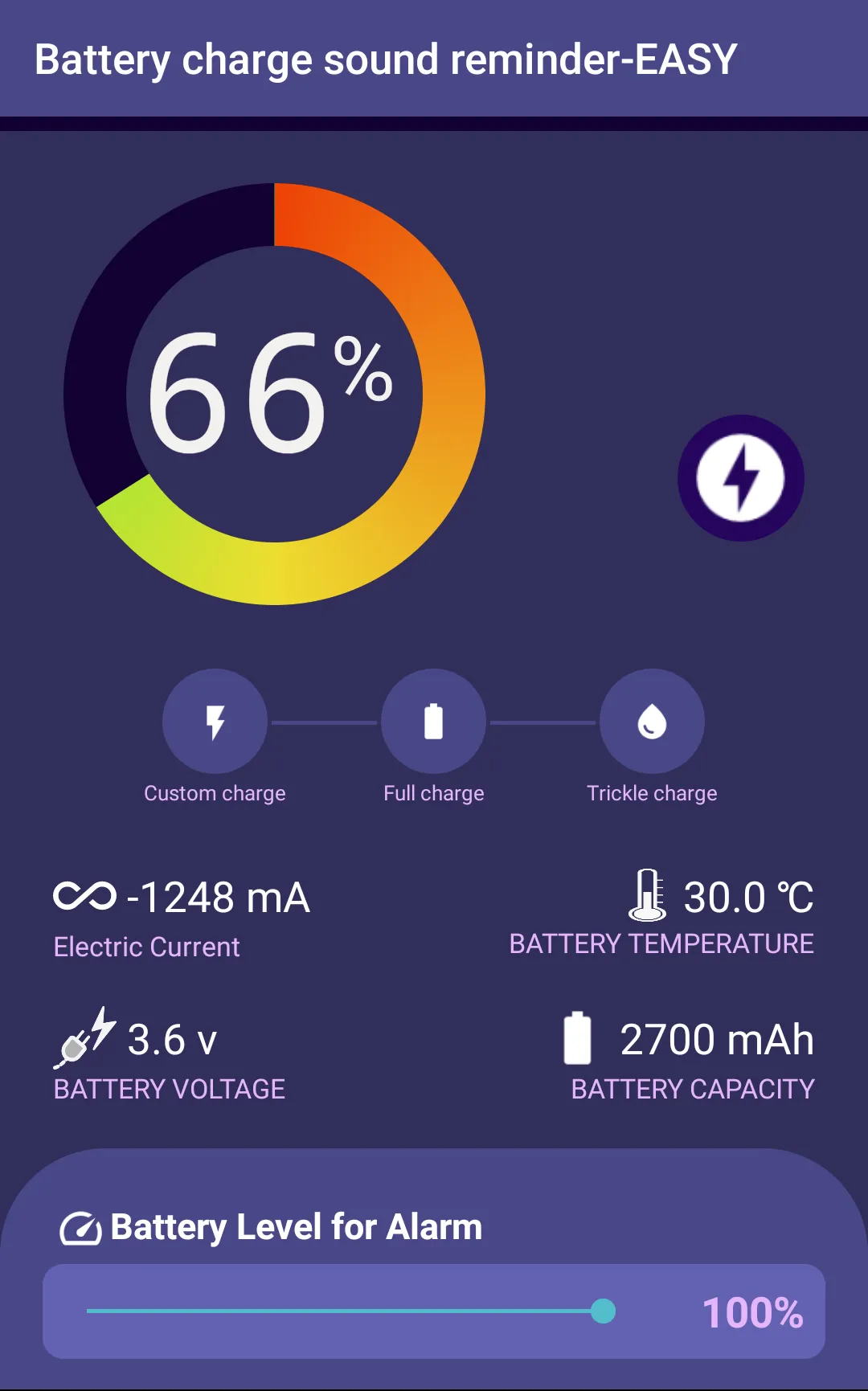 Battery charge sound reminder | Indus Appstore | Screenshot