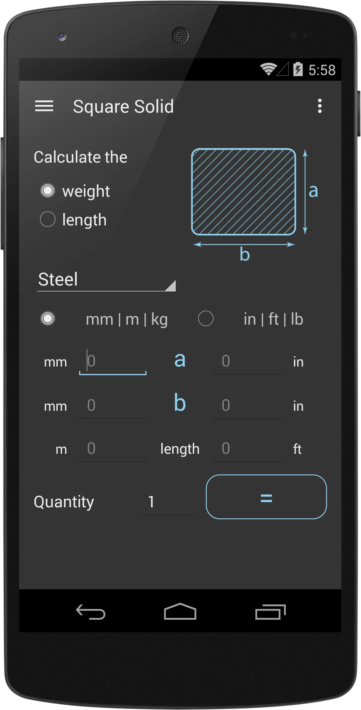 Steel Weight Calculator | Indus Appstore | Screenshot