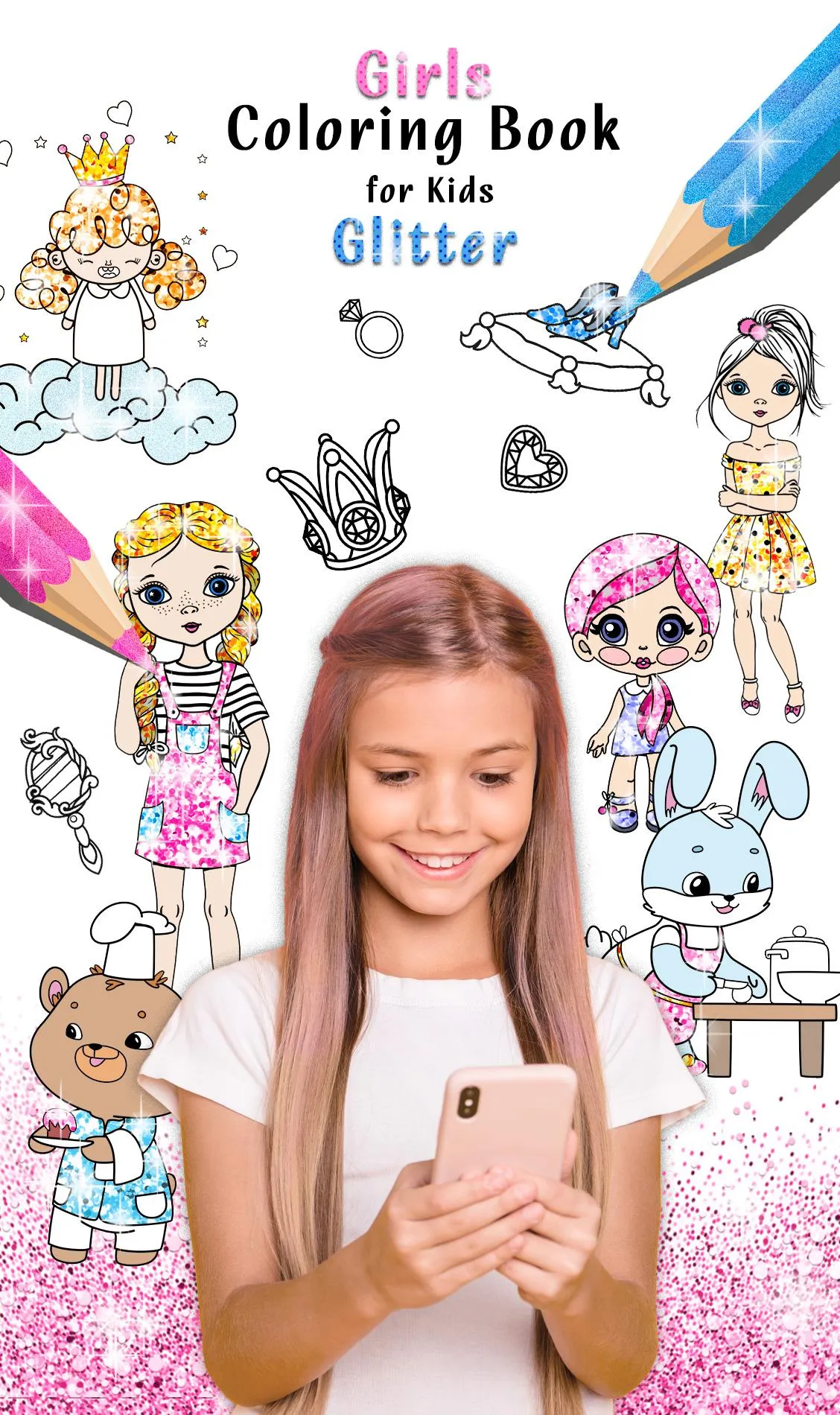 Girls Color Book with Glitter | Indus Appstore | Screenshot