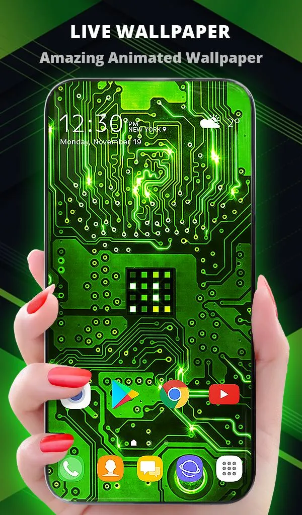 Cyber Green Wallpaper Keyboard | Indus Appstore | Screenshot