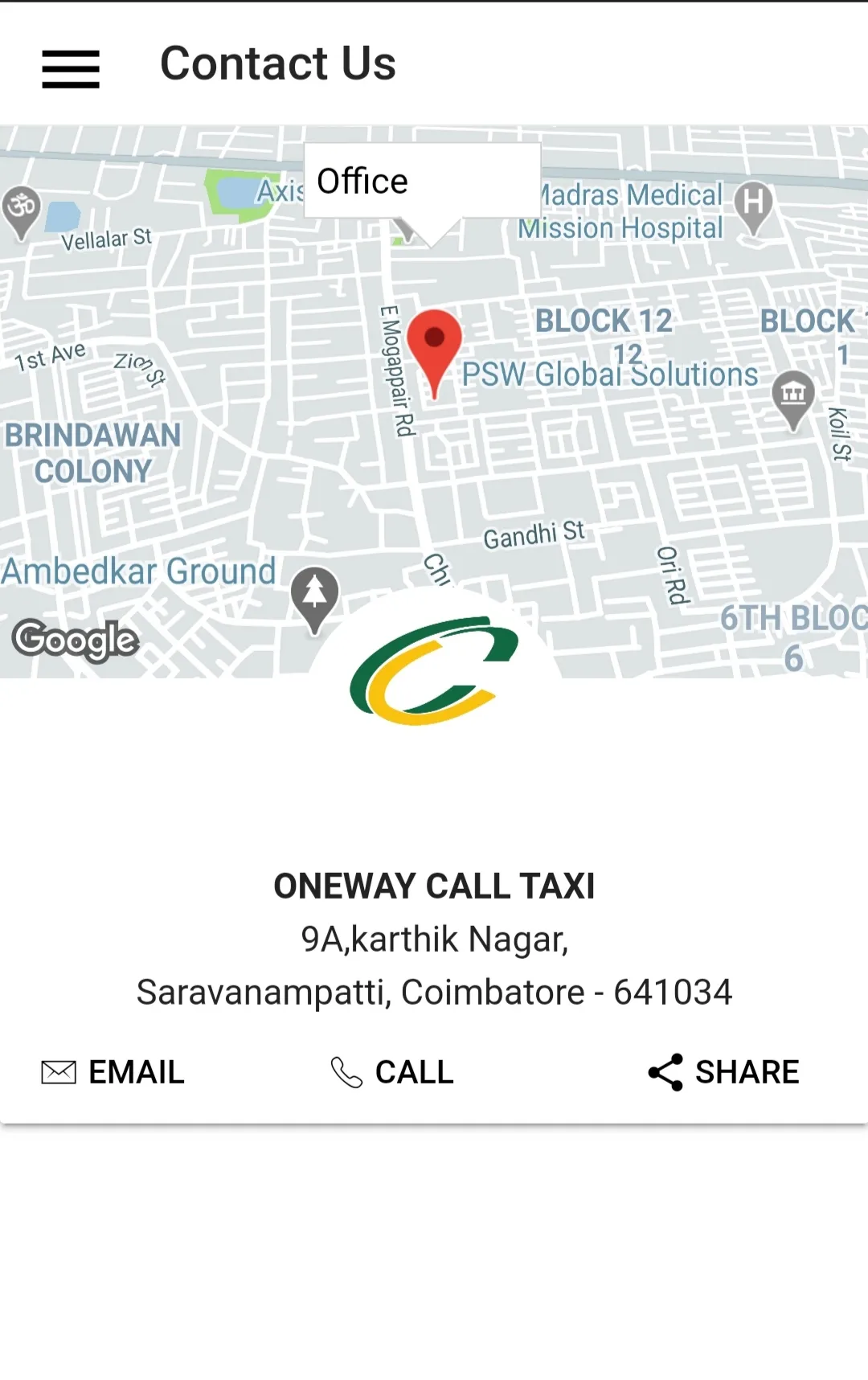 One Way Call Taxi | Indus Appstore | Screenshot