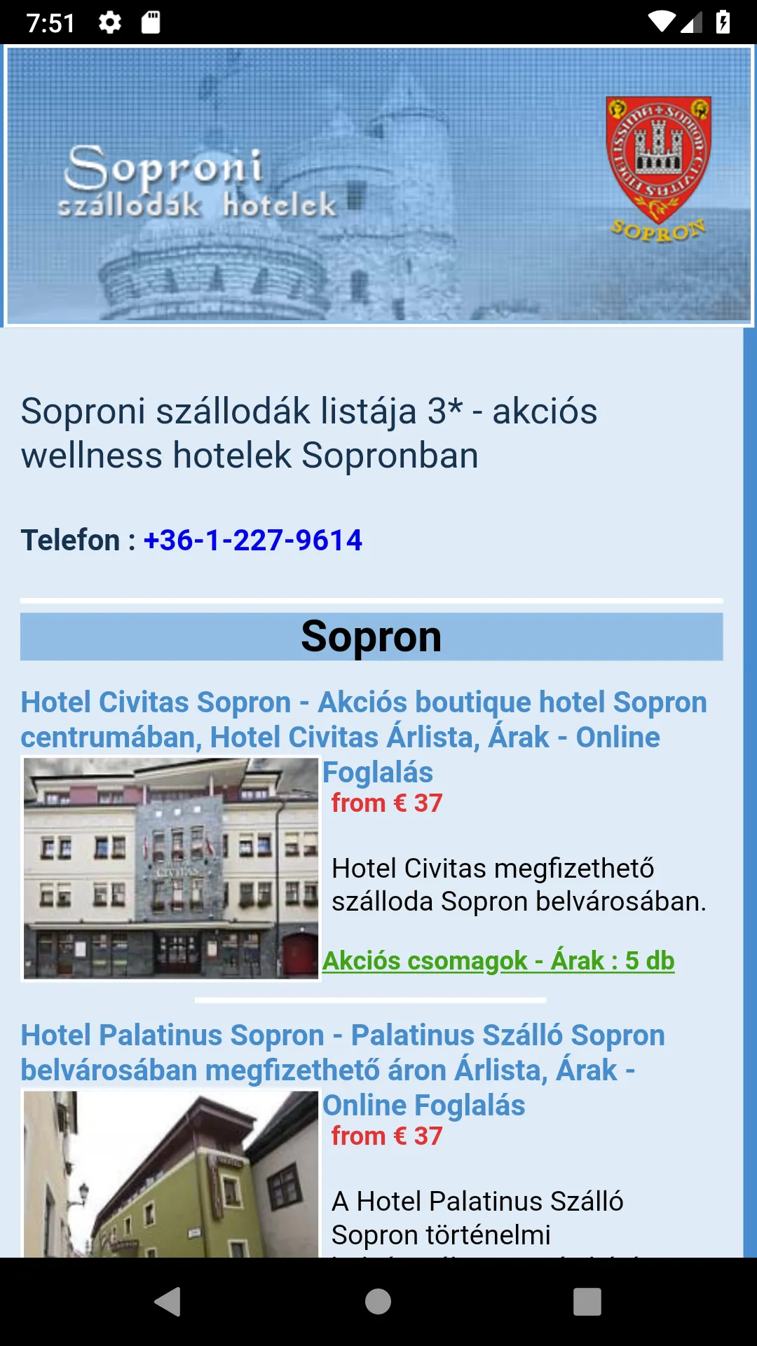 Soproni szállodák, soproni wel | Indus Appstore | Screenshot