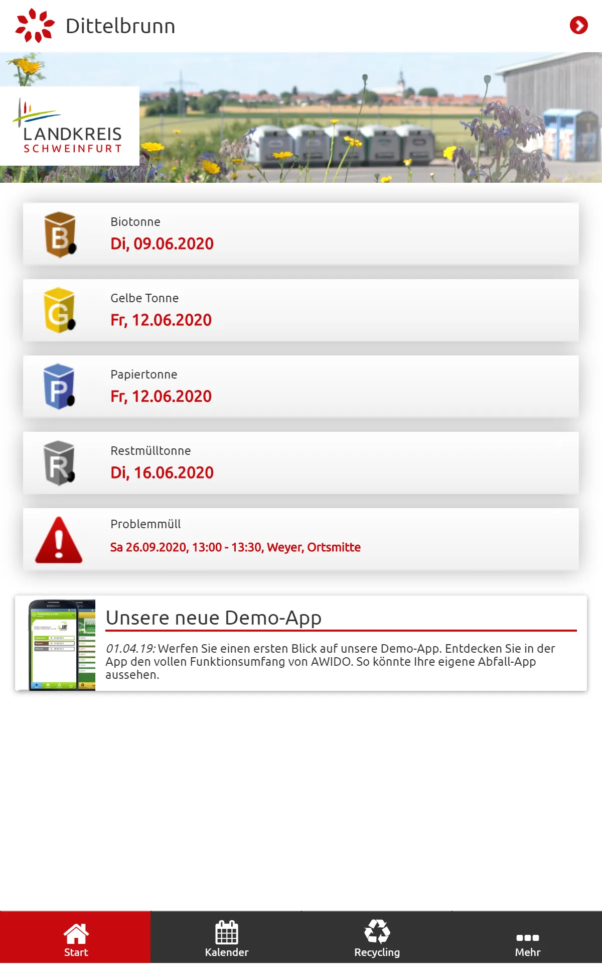 LRA Schweinfurt Abfall-App | Indus Appstore | Screenshot