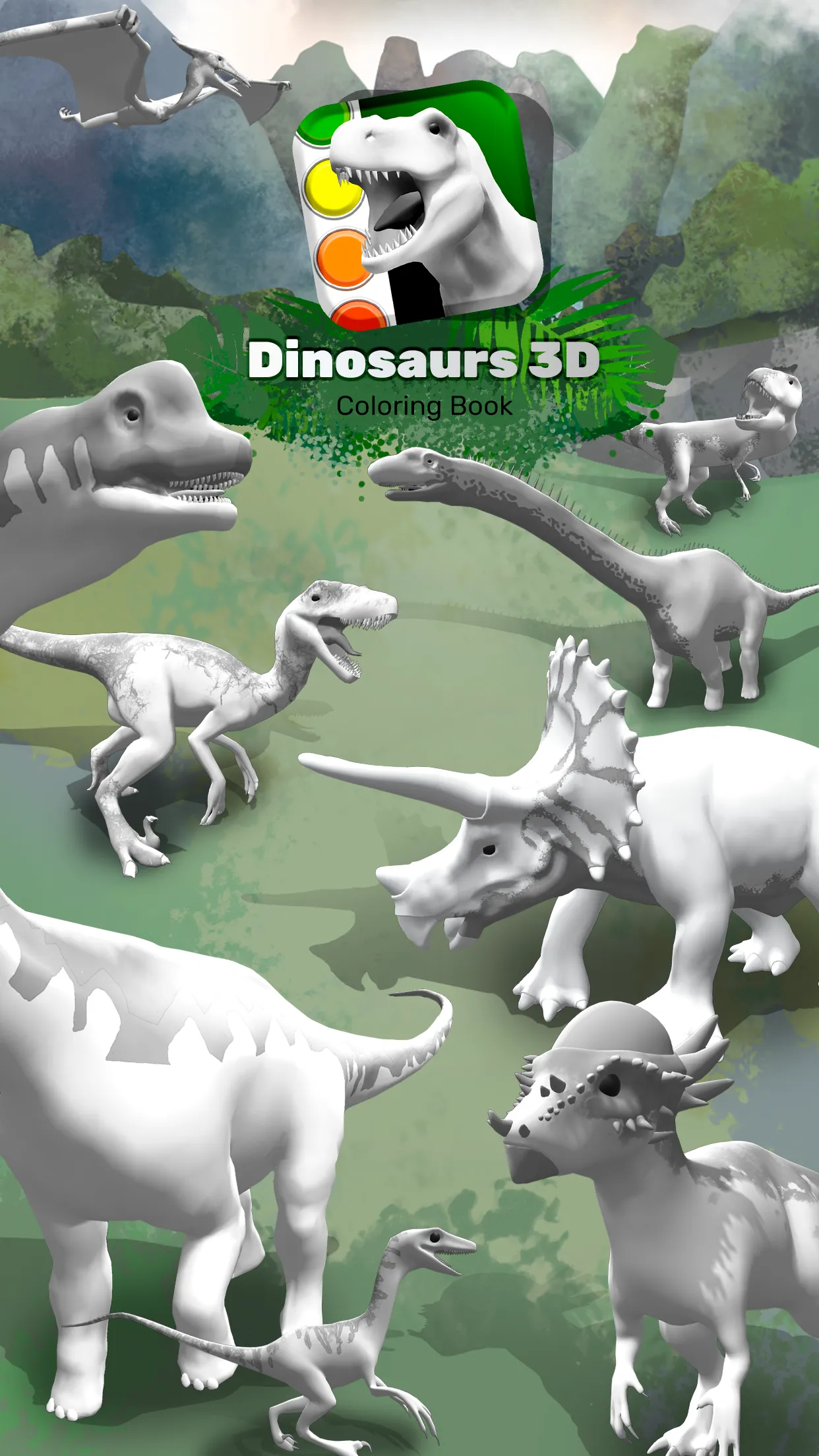 Dinosaurs 3D Coloring Book | Indus Appstore | Screenshot