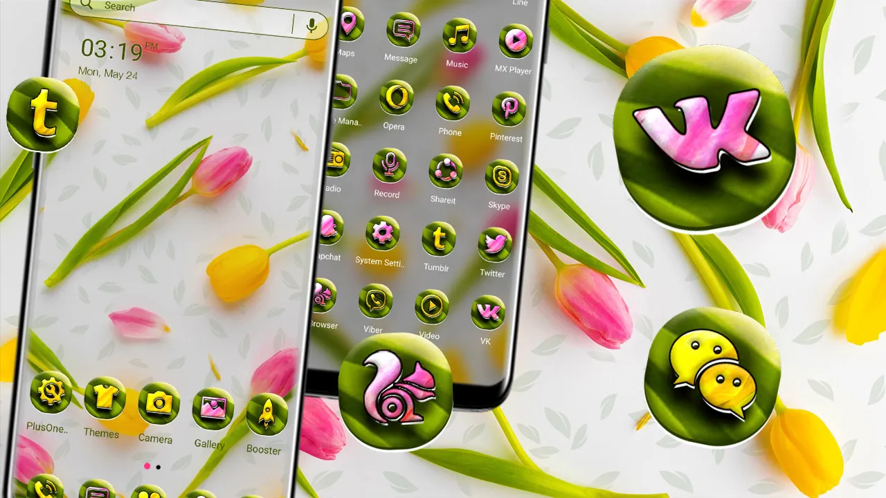 Yellow Pink Tulips Theme | Indus Appstore | Screenshot