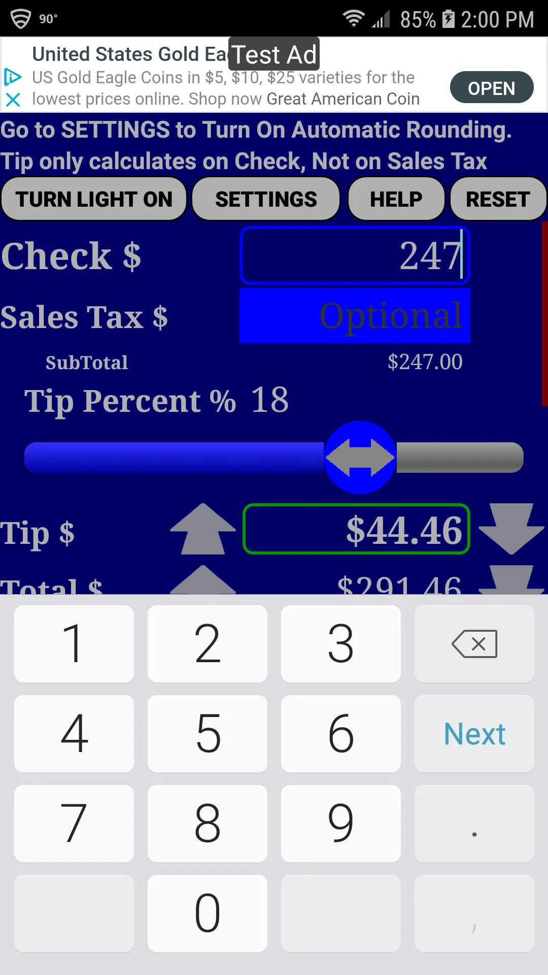 Restaurant Tip Calculator | Indus Appstore | Screenshot