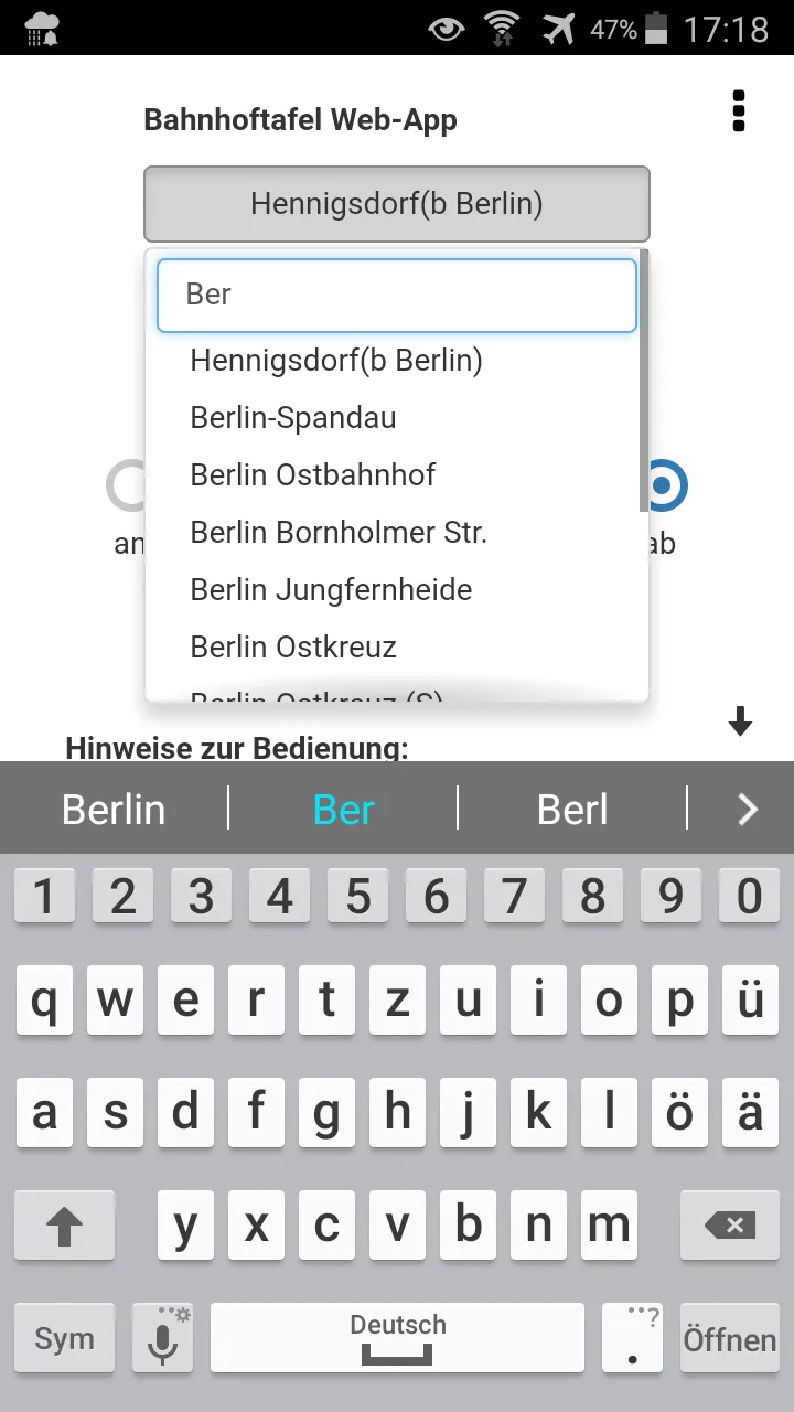 Bahnhoftafel mit GPS | Indus Appstore | Screenshot